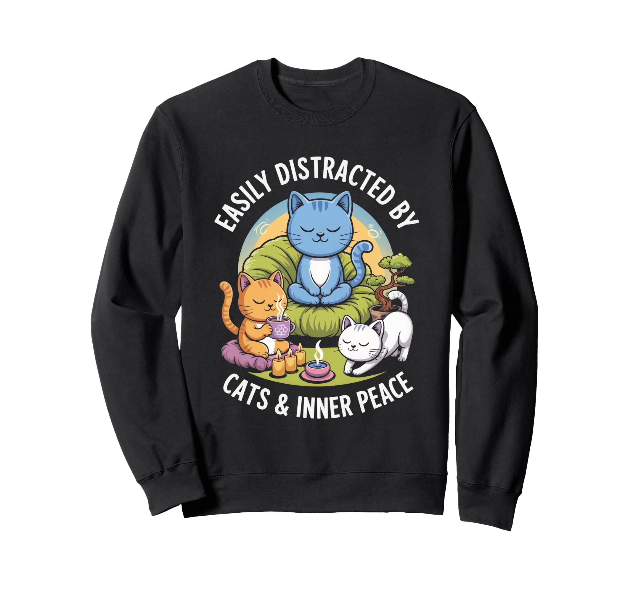 Easily Distracted Cats And Sweatshirt - Fun Novelty Design for Adults - T-Shirt, Sweatshirt, Hoodie