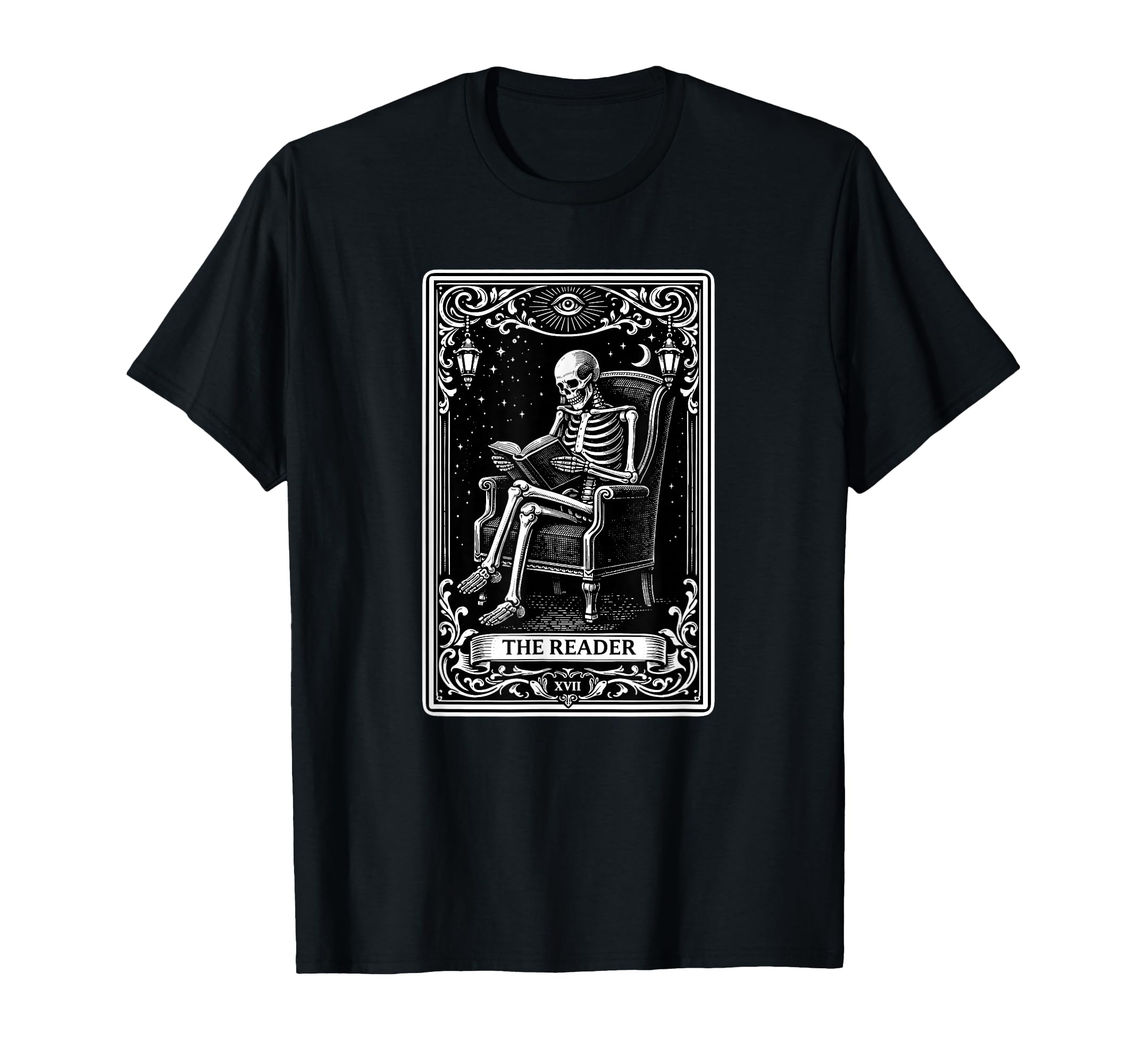 Skeleton Tarot Card Reading Book Reader T-Shirt - Custom Art Print Unisex - T-Shirt, Sweatshirt, Hoodie
