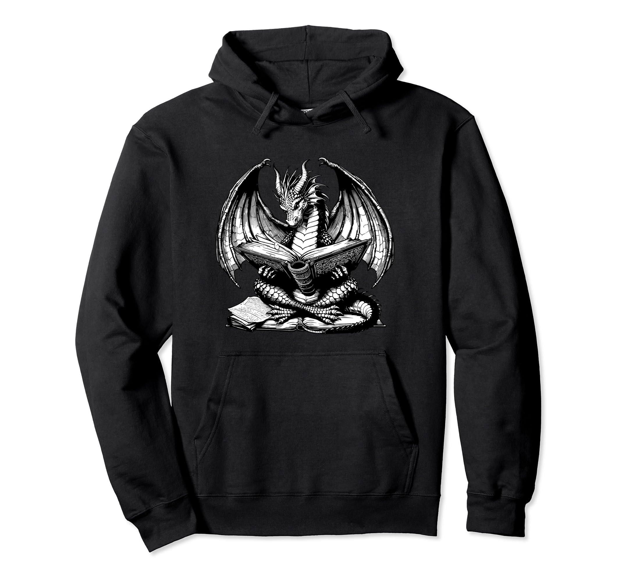 Dragon Reading Book Bookworm Books Hoodie - Casual Everyday Wear Unisex - T-Shirt, Sweatshirt, Hoodie