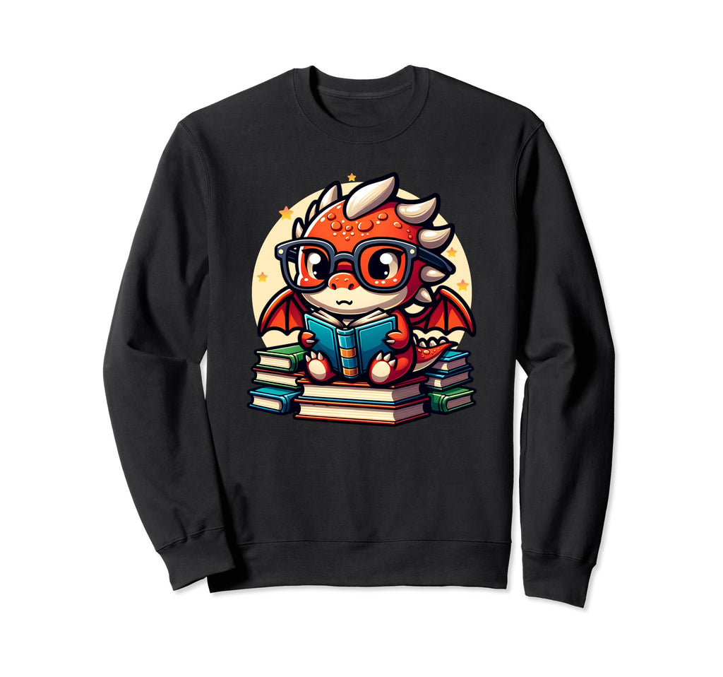 Dragon Glasses Reading Book Sweatshirt - Casual Everyday Wear Men Women - T-Shirt, Sweatshirt, Hoodie