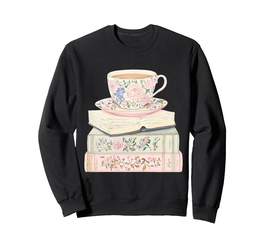 Books And Tea Pastel Book Lover Sweatshirt - Trendy Graphic Men Women - T-Shirt, Sweatshirt, Hoodie