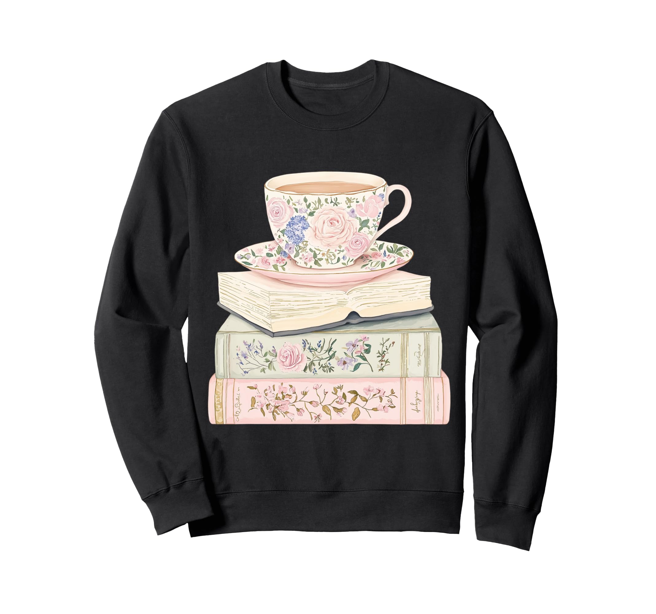 Books And Tea Pastel Book Lover Sweatshirt - Trendy Graphic Men Women - T-Shirt, Sweatshirt, Hoodie