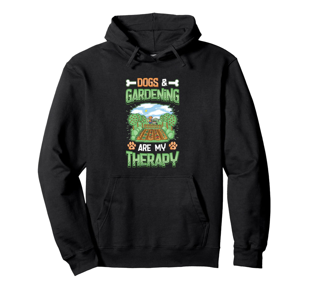 Dogs Gardening Are My Therapy Gardener Hoodie - Minimalist Print for Adults - T-Shirt, Sweatshirt, Hoodie