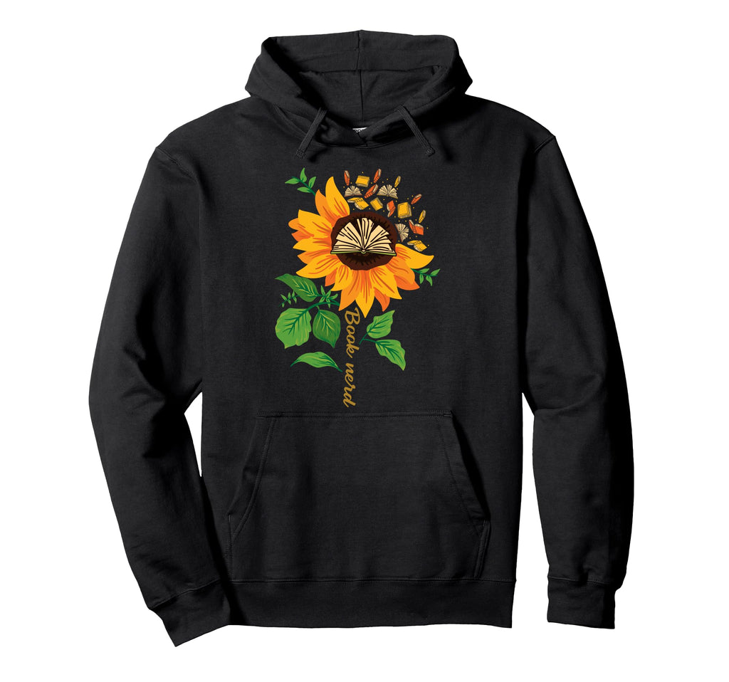 Bookworm Sunflower Bibliophile Book Nerd Hoodie - Trendy Graphic Unisex - T-Shirt, Sweatshirt, Hoodie