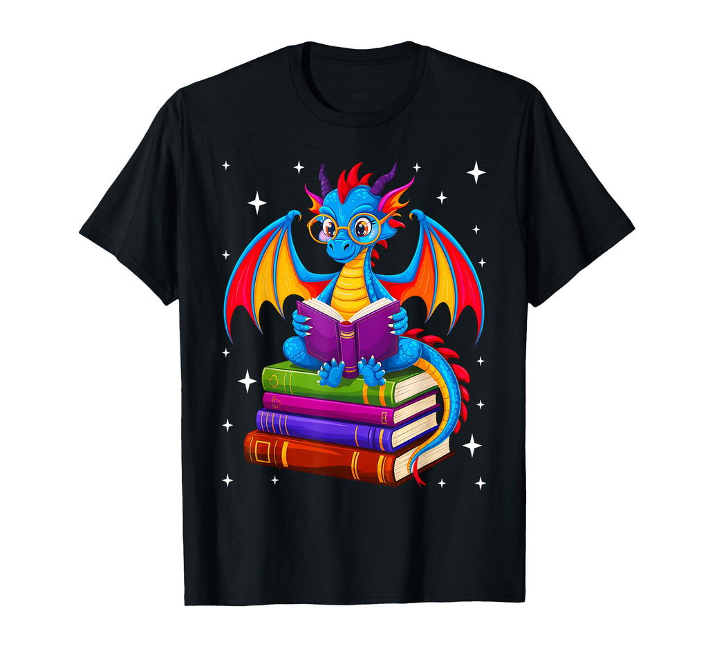 Dragon Reading Book Bookworm T-Shirt - Fun Novelty Design Men Women - T-Shirt, Sweatshirt, Hoodie