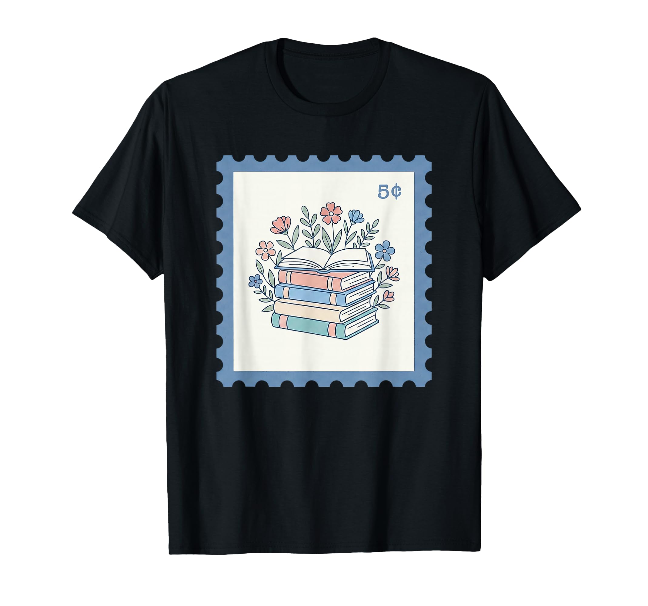 Bookish Postage Stamp Book Stack T-Shirt - Casual Everyday Wear for Adults - T-Shirt, Sweatshirt, Hoodie