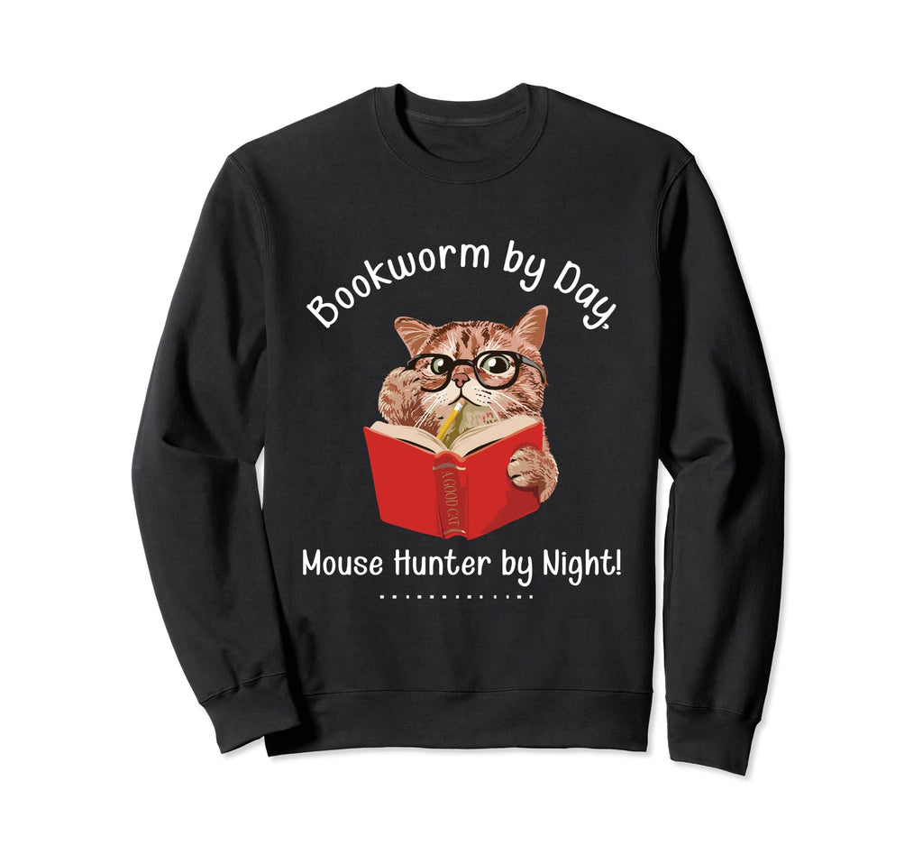 Bookworm Day Mouse Hunter Night Sweatshirt - Custom Art Print for Adults - T-Shirt, Sweatshirt, Hoodie