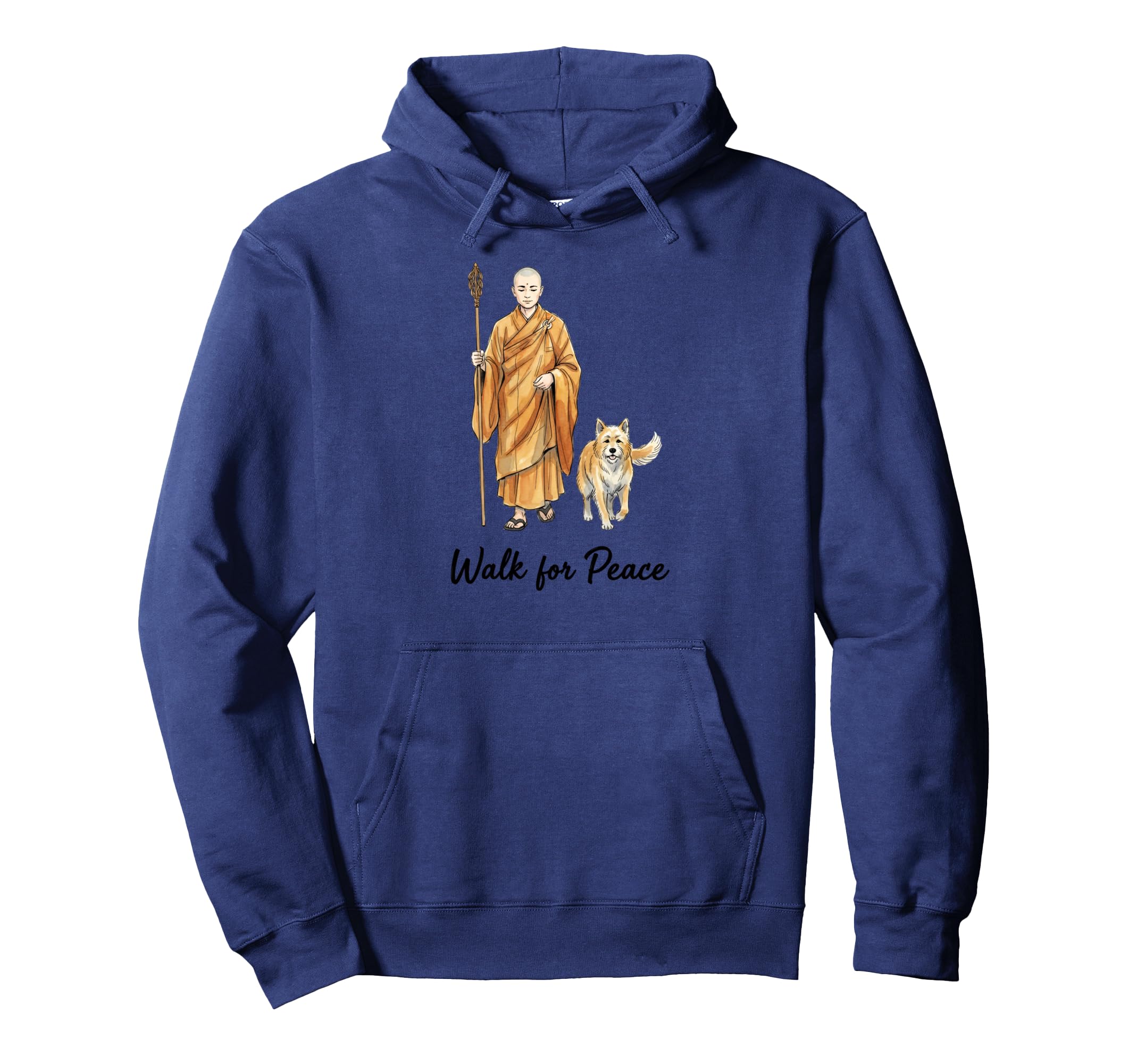 Walk Peace Buddhist Monk And Dog Zen Hoodie - Trendy Graphic for Adults - T-Shirt, Sweatshirt, Hoodie