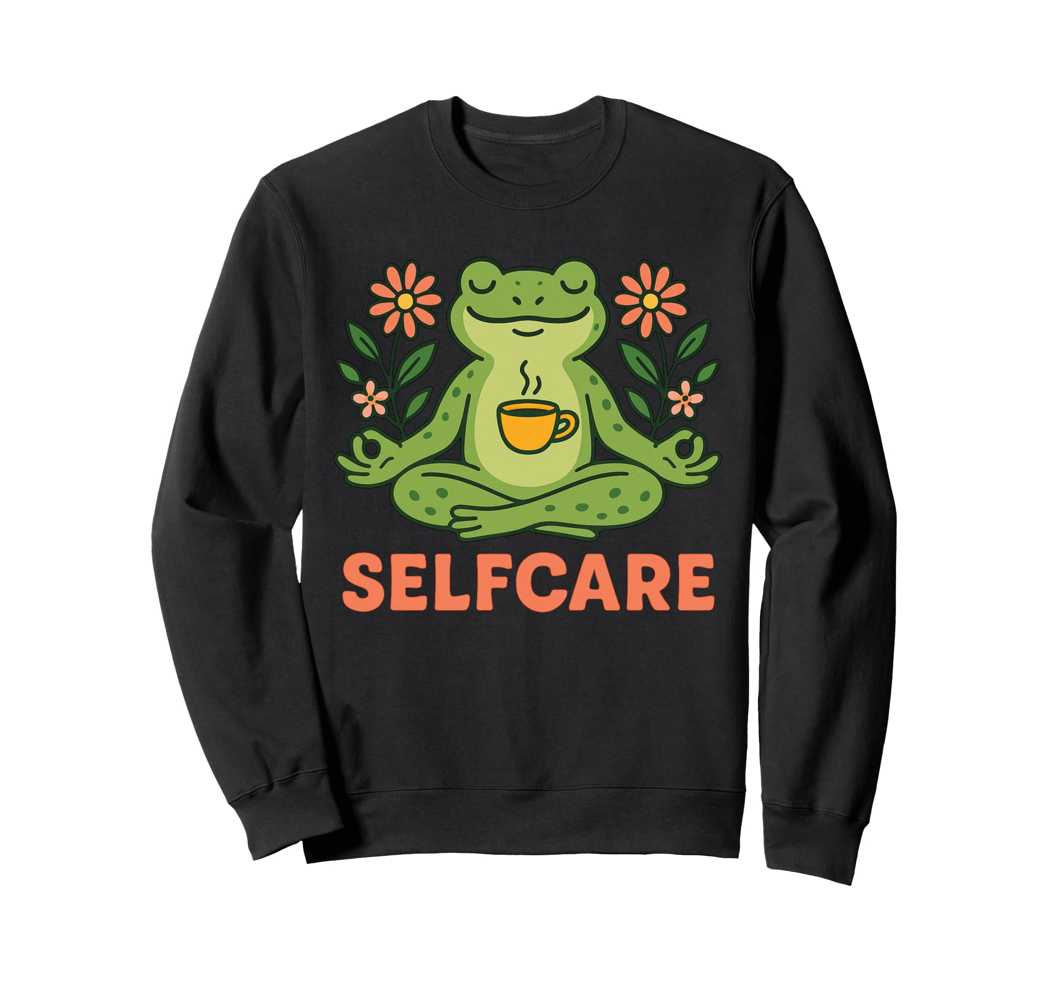 Selfcare Frog Meditating Sweatshirt - Fun Novelty Design for Adults - T-Shirt, Sweatshirt, Hoodie