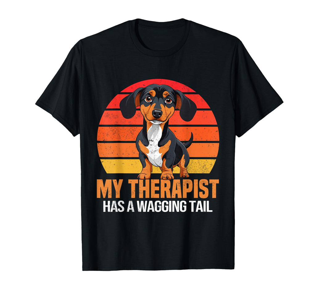 Funny Therapy Service Dog Dachshund T-Shirt - Fun Novelty Design Men Women - T-Shirt, Sweatshirt, Hoodie