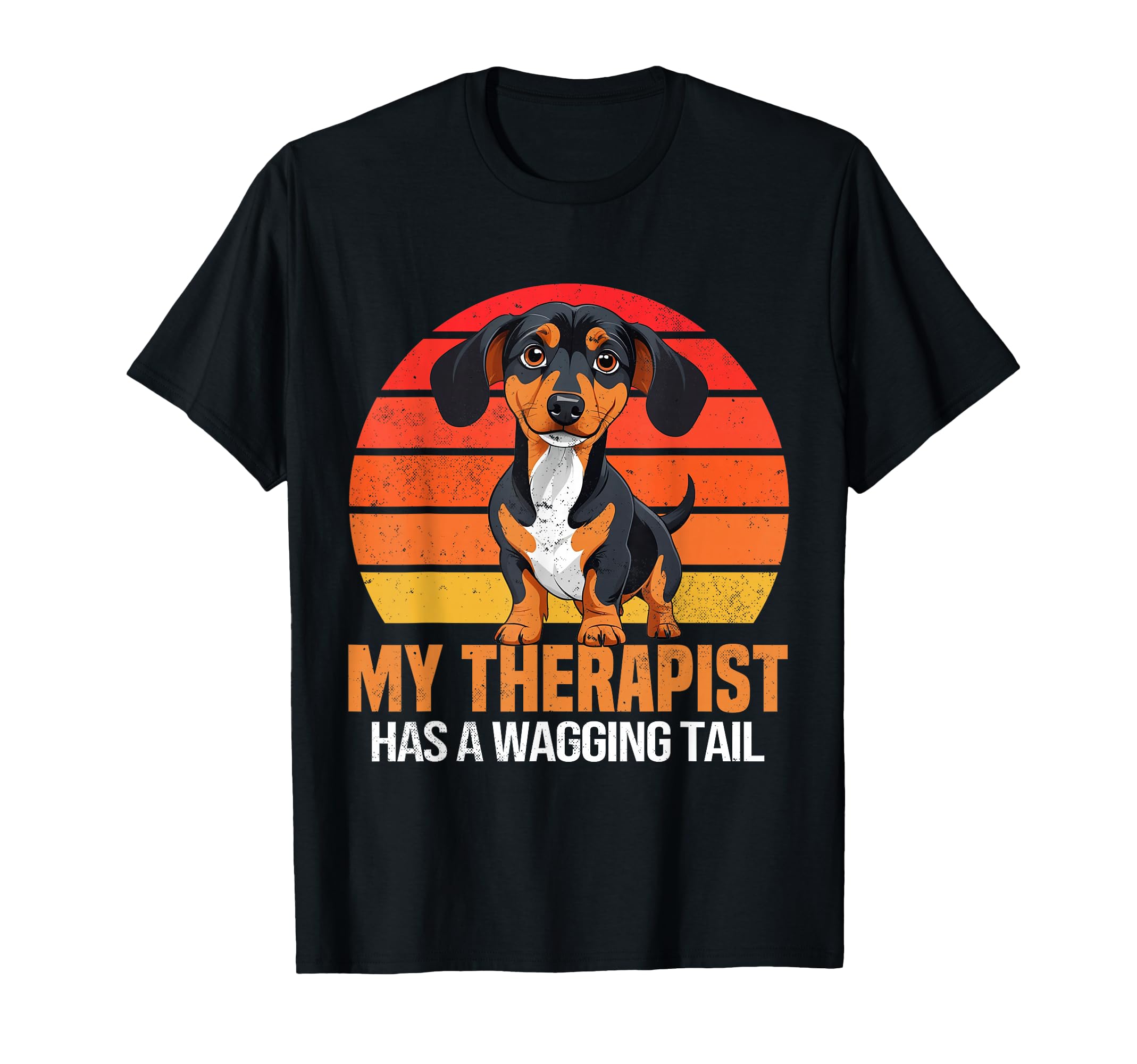 Funny Therapy Service Dog Dachshund T-Shirt - Fun Novelty Design Men Women - T-Shirt, Sweatshirt, Hoodie