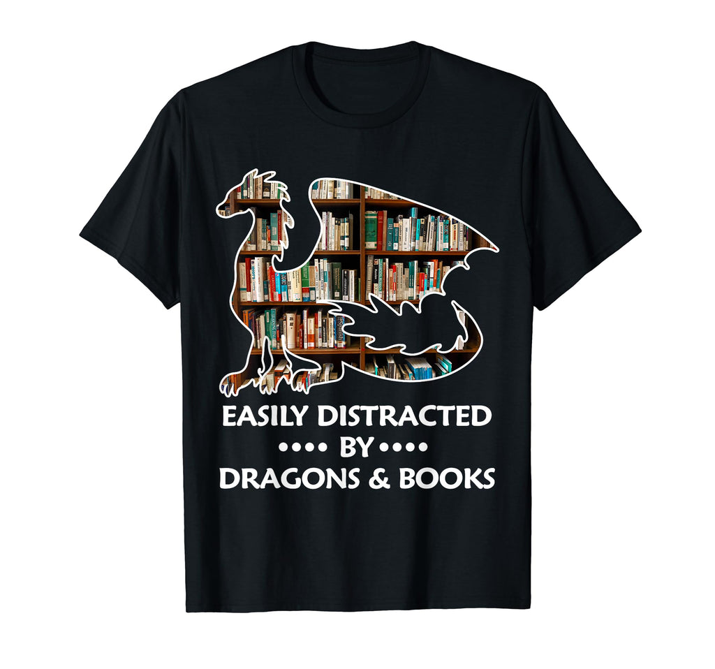 Easily Distracted Dragons And Books T-Shirt - Custom Art Print for Adults - T-Shirt, Sweatshirt, Hoodie