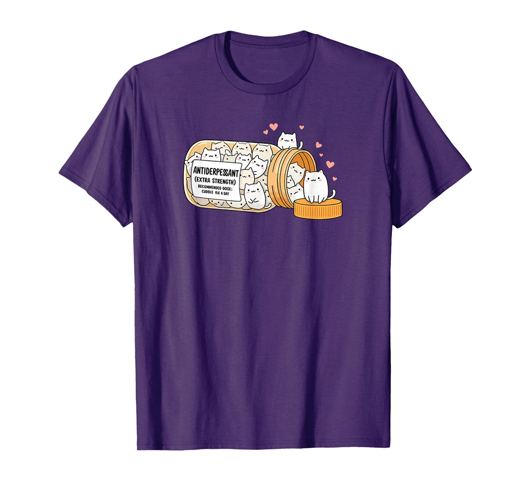 Funny Cat Antidepressants Pills Mental T-Shirt - Graphic Print Unisex - T-Shirt, Sweatshirt, Hoodie