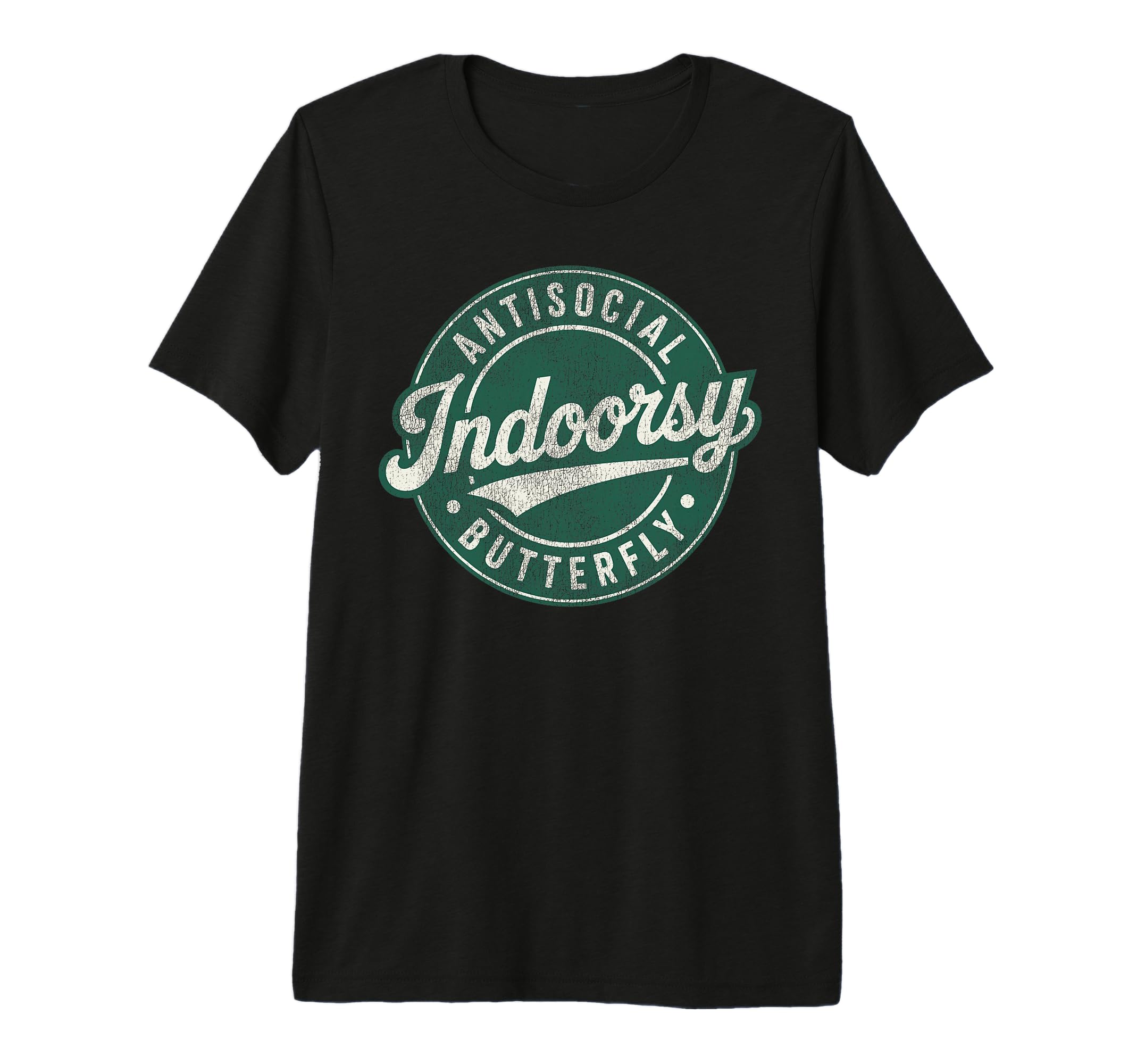 Indoorsy Antisocial Butterfly Badge T-Shirt - Fun Novelty Design Men Women - T-Shirt, Sweatshirt, Hoodie