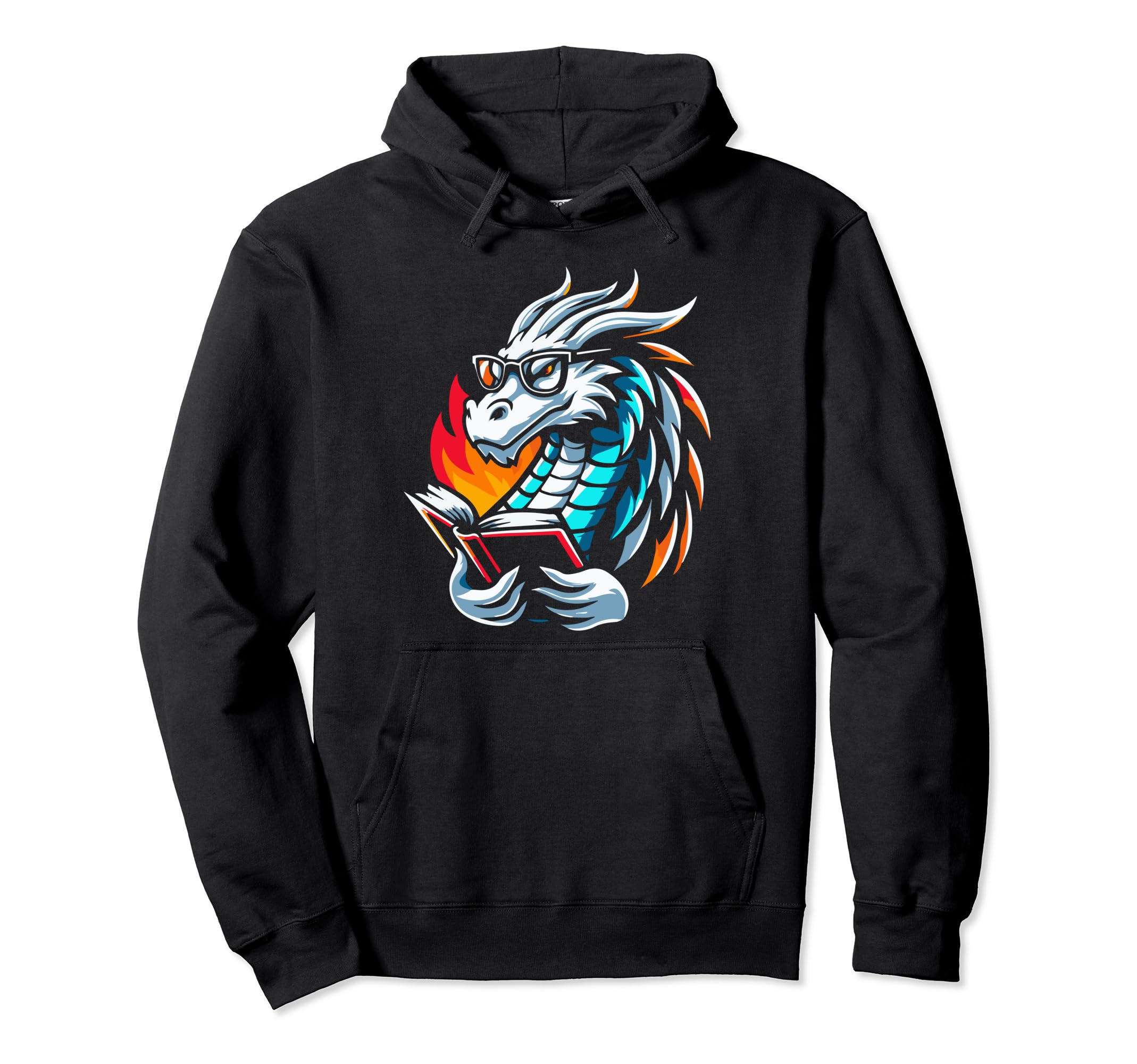 Dragon Reading Book Dragon Enthusiast Hoodie - Trendy Graphic for Adults - T-Shirt, Sweatshirt, Hoodie