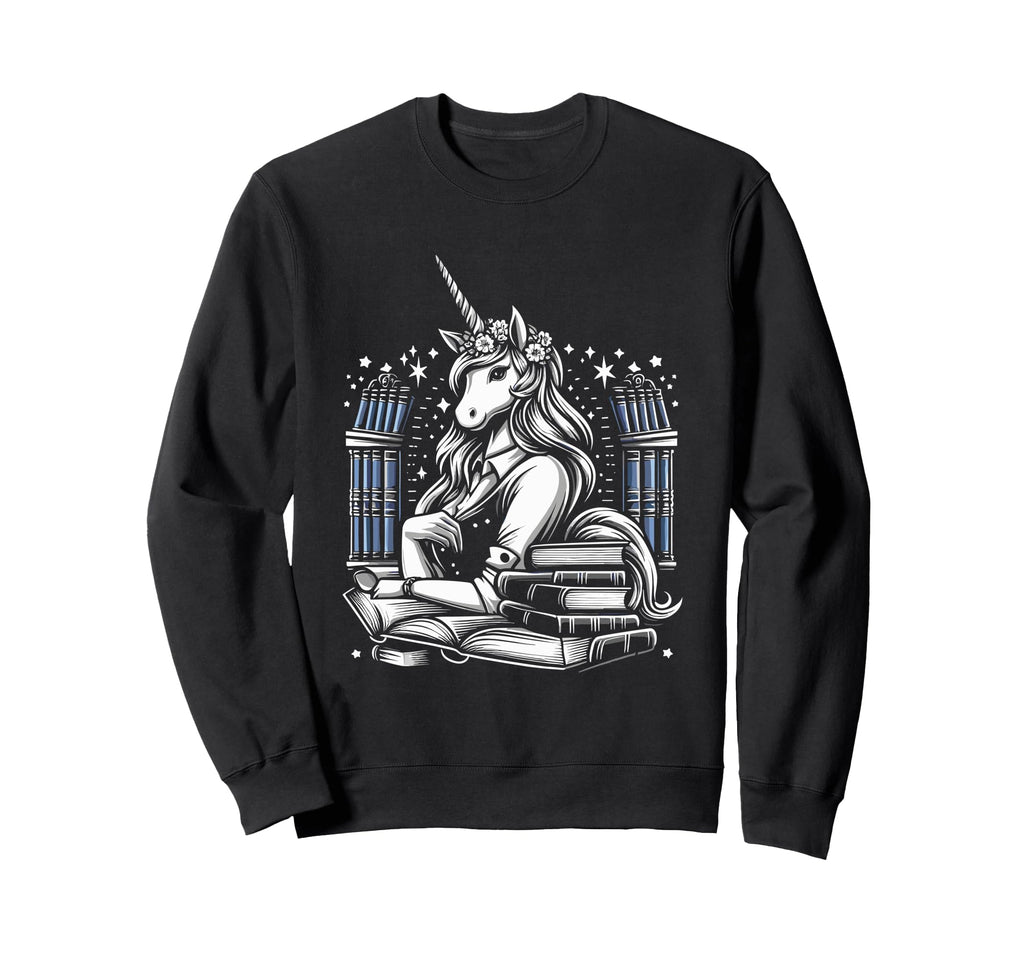 Unicorn Librarian Library Book Sweatshirt - Custom Art Print Men Women - T-Shirt, Sweatshirt, Hoodie