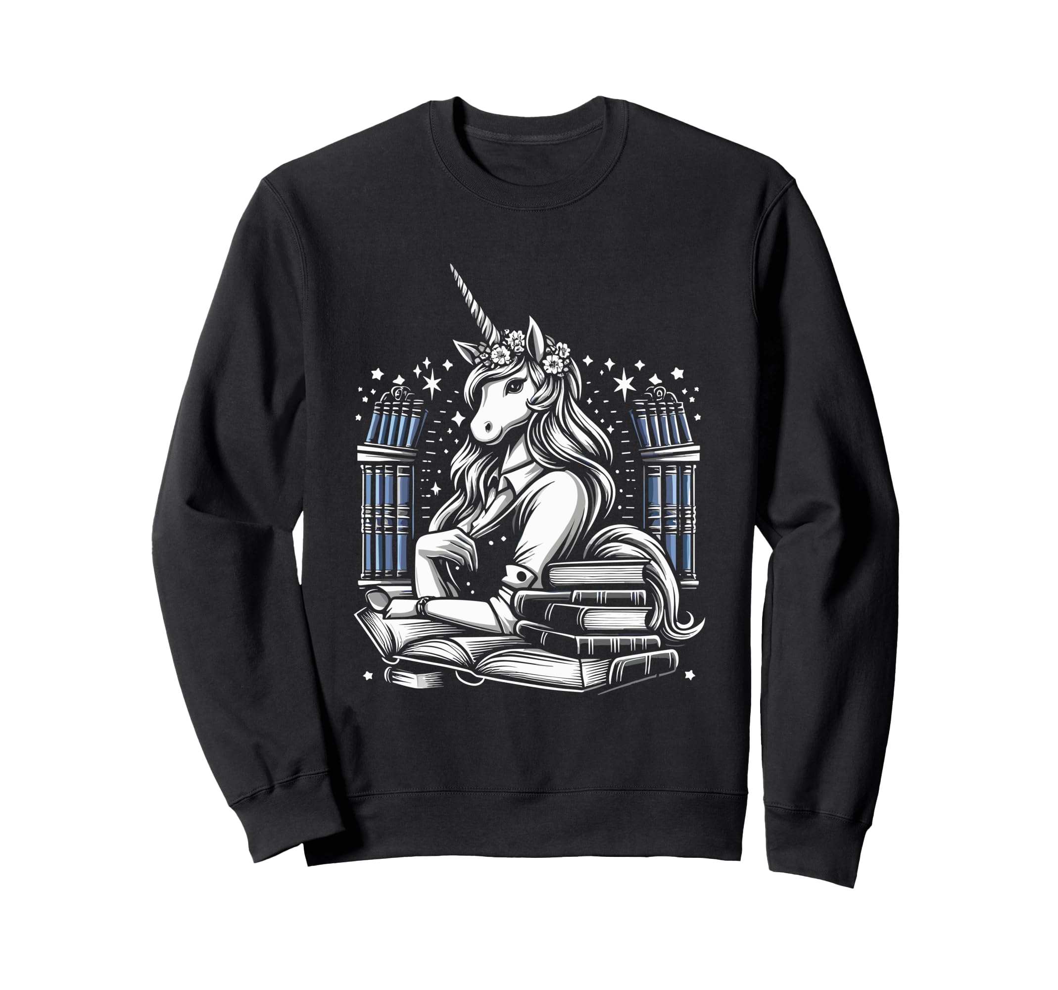 Unicorn Librarian Library Book Sweatshirt - Custom Art Print Men Women - T-Shirt, Sweatshirt, Hoodie