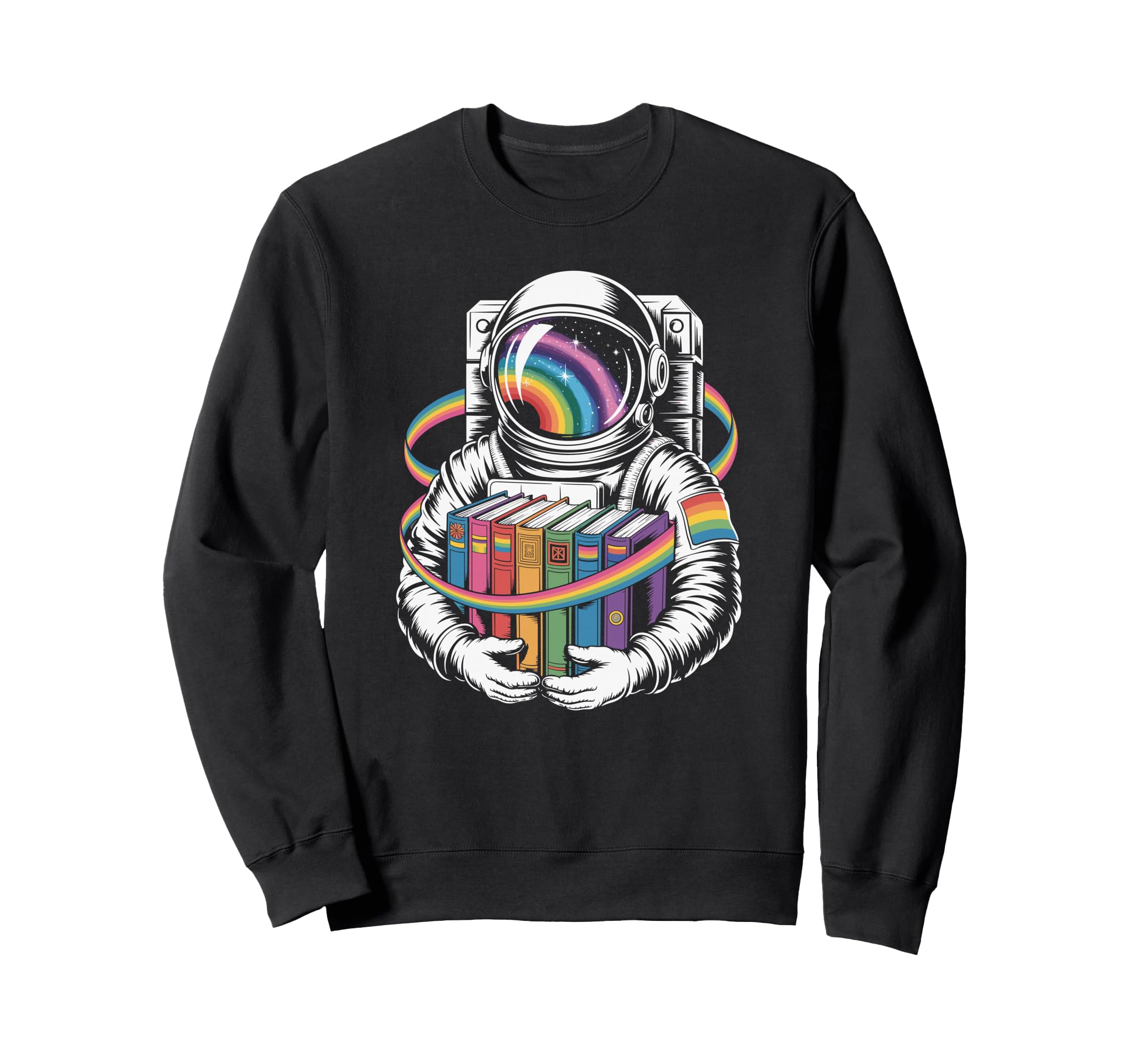 Starry Galaxy Explorer Reading Cosmic Sweatshirt - Streetwear Style Unisex - T-Shirt, Sweatshirt, Hoodie