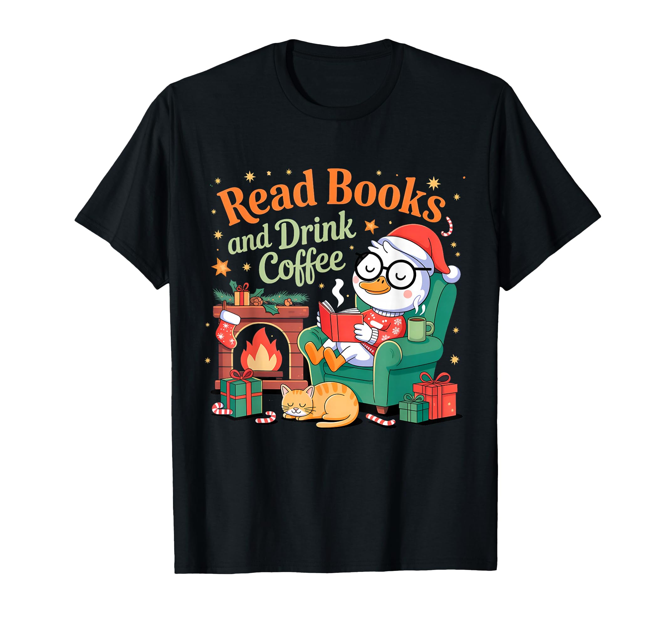 Read Books And Drink Coffee Cozy Holiday T-Shirt - Custom Art Print Unisex - T-Shirt, Sweatshirt, Hoodie