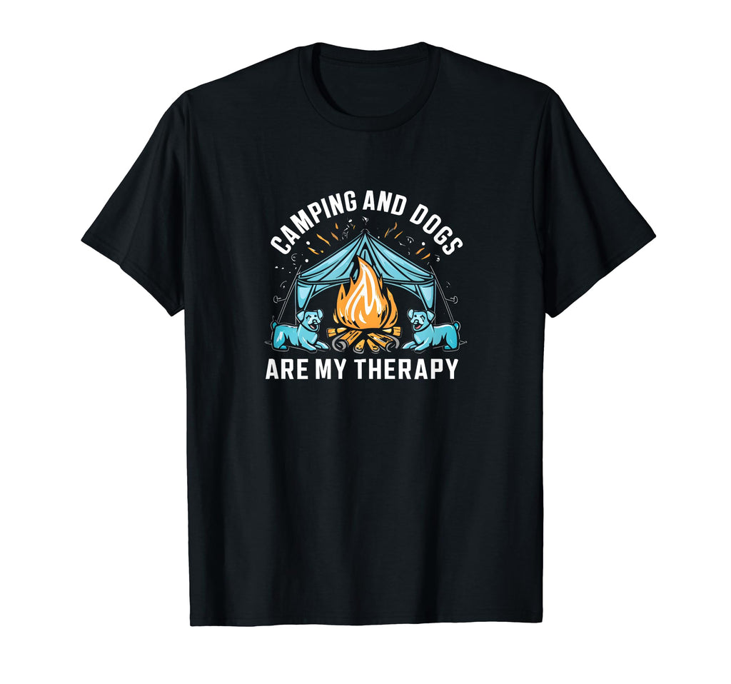 Camping And Dogs Are My Therapy Product T-Shirt - Novelty Apparel Unisex - T-Shirt, Sweatshirt, Hoodie