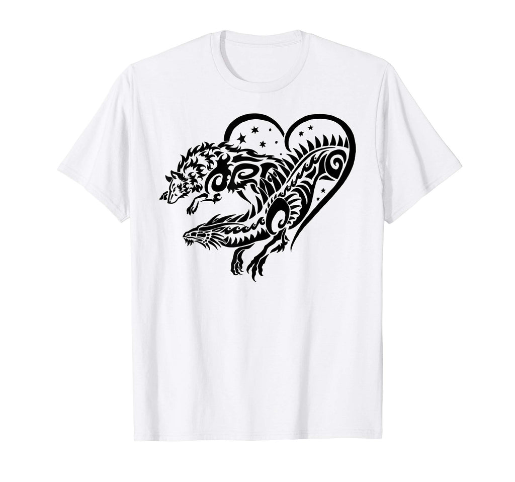 Dreaming Dragon Wolf And Dragon Love T-Shirt - Unique Graphic Unisex - T-Shirt, Sweatshirt, Hoodie