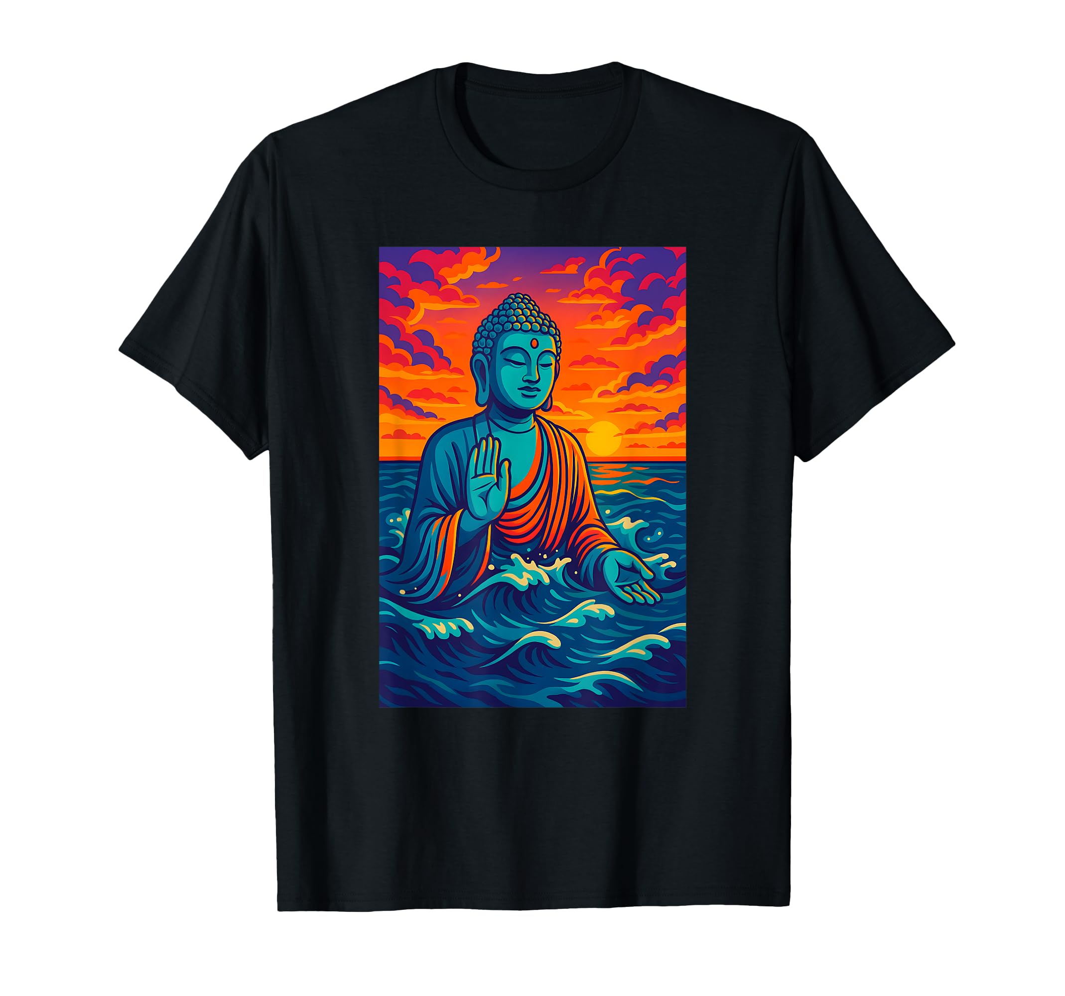 Buddha Sunset Art Spiritual Ocean T-Shirt - Custom Art Print Unisex - T-Shirt, Sweatshirt, Hoodie