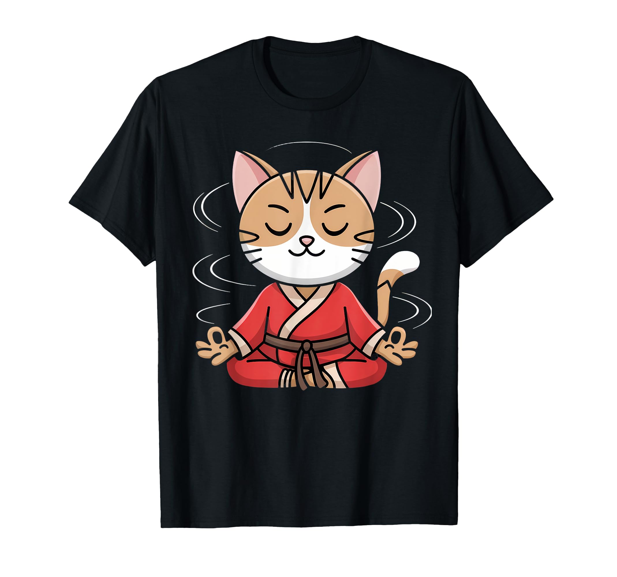 Zen Cat Meditation Kawaii Calm T-Shirt - Minimalist Print Unisex - T-Shirt, Sweatshirt, Hoodie