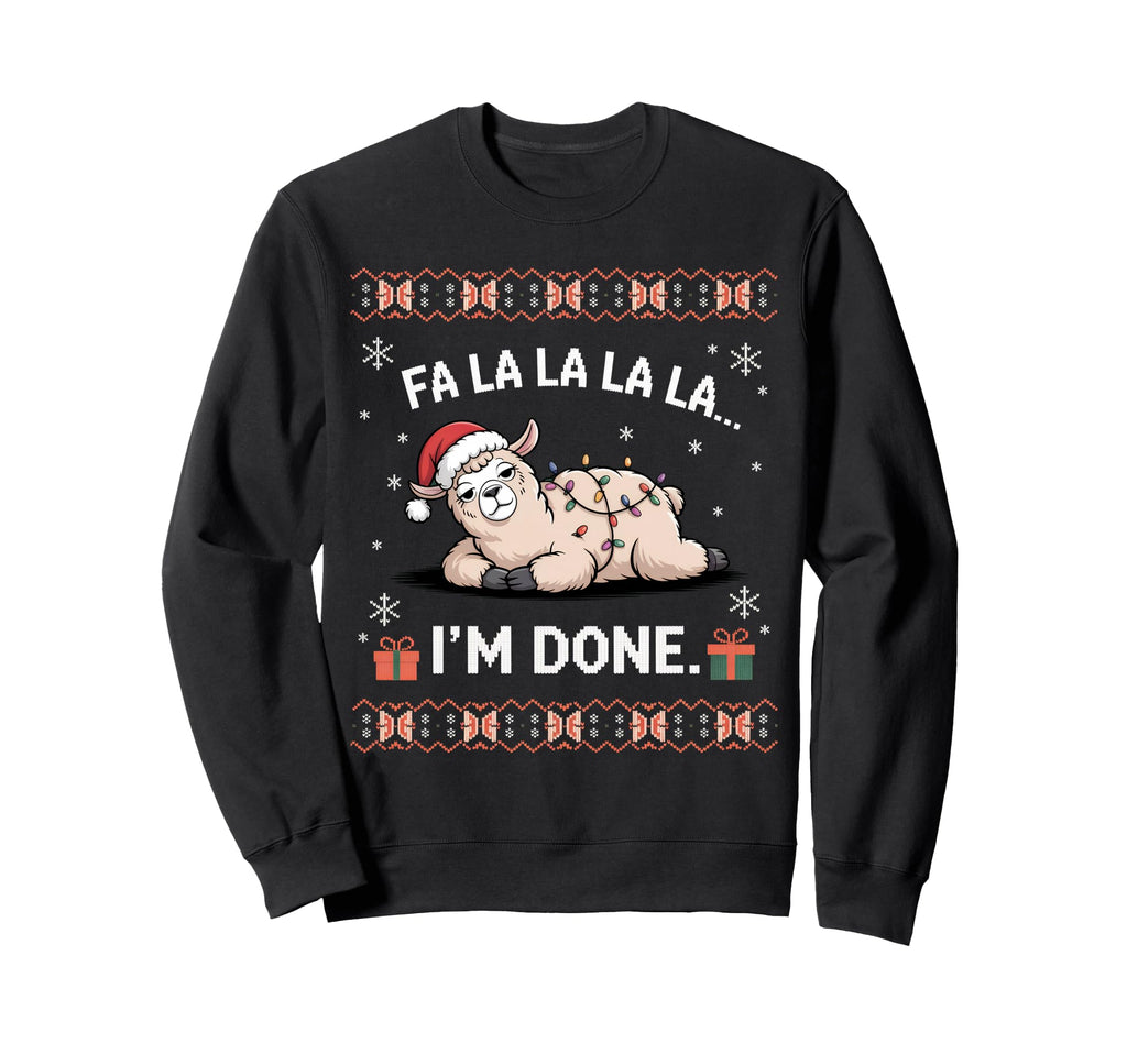 Funny Llama Introvert Burnout Holiday Sweatshirt - Graphic Print Unisex - T-Shirt, Sweatshirt, Hoodie