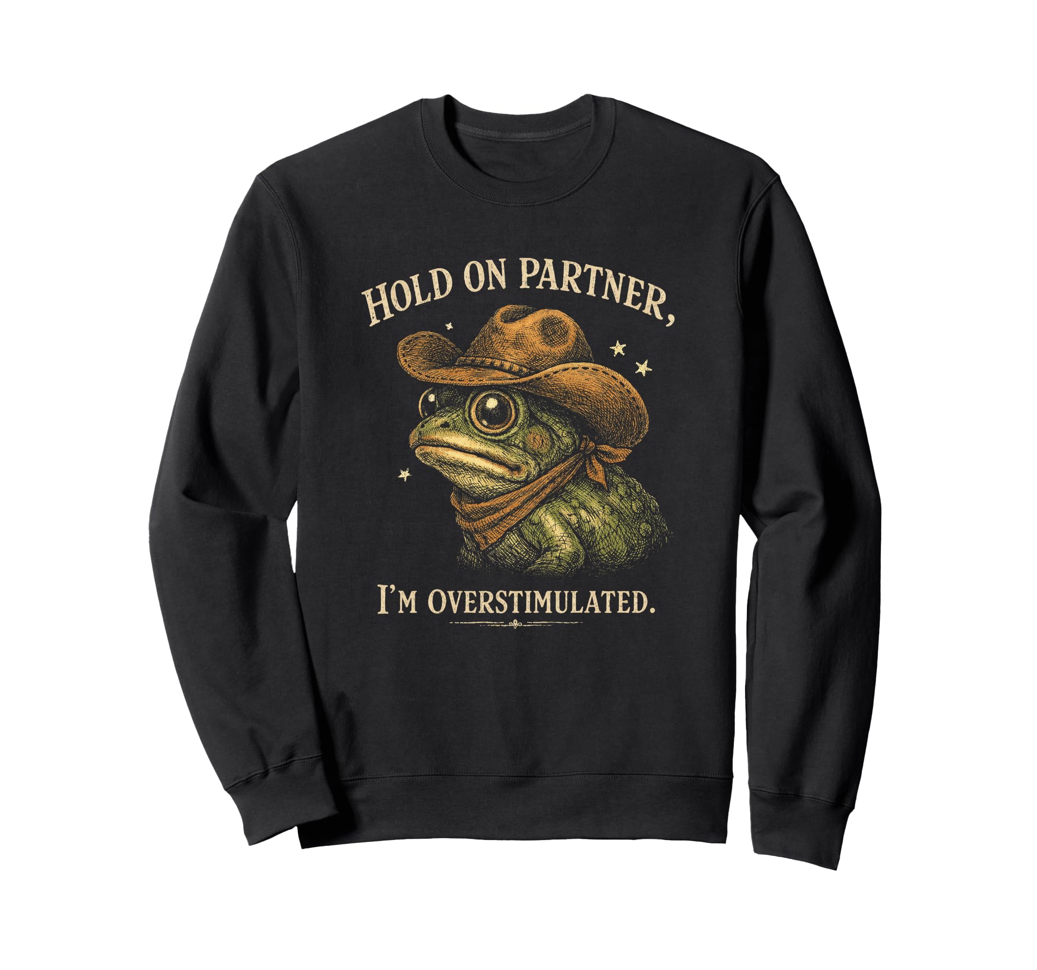 Funny Frog Overstimulated Sweatshirt - Minimalist Print Men Women - T-Shirt, Sweatshirt, Hoodie