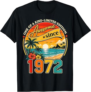 Awesome Since 1972 Vintage Beach Tropical 54th Birthday T-Shirt Unisex T-shirt, Sweatshirt, Hoodie, Long Sleeve Tee - T-Shirt, Sweatshirt, Hoodie