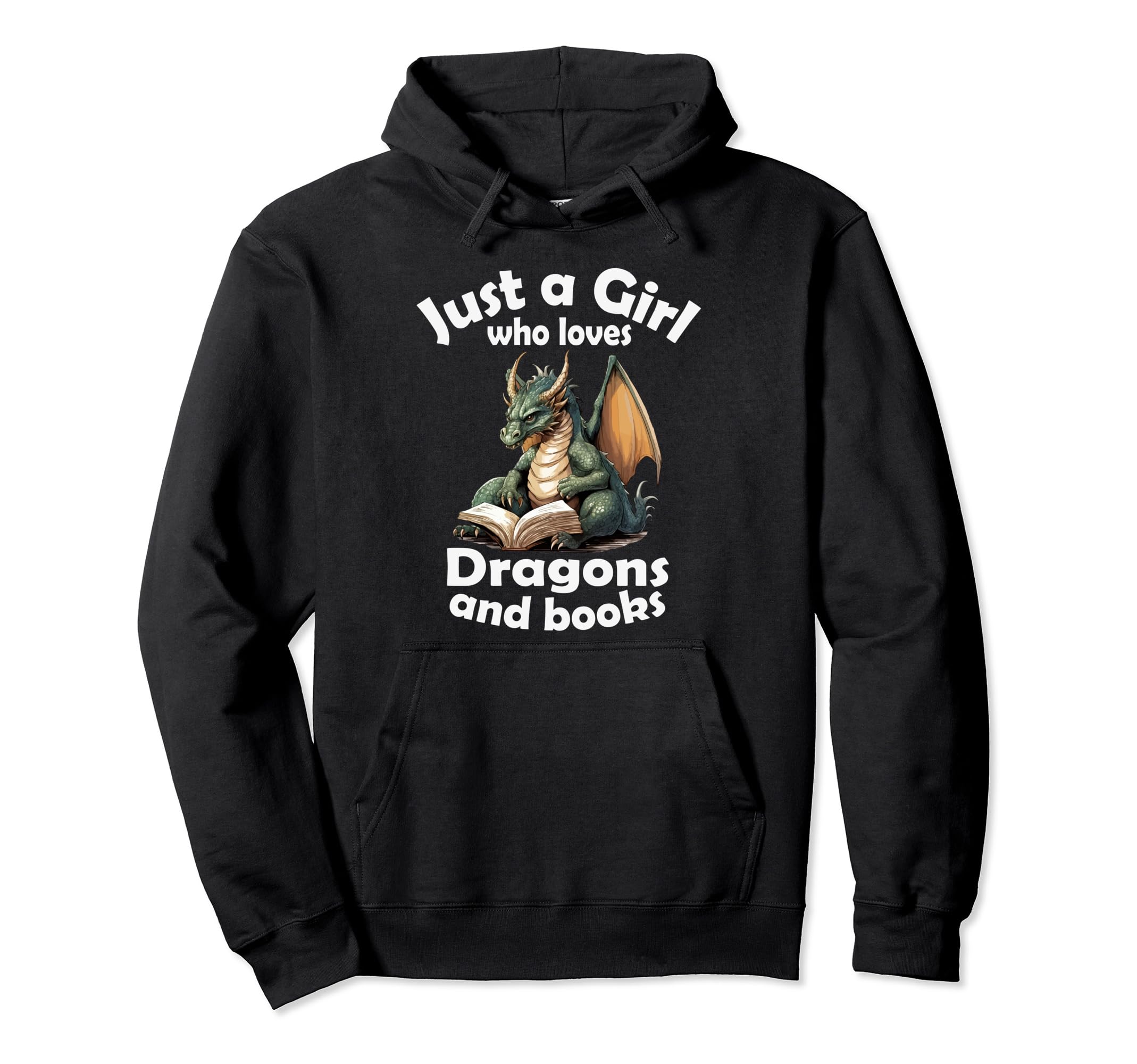 Just Who Loves Dragons And Books Hoodie - Minimalist Print for Adults - T-Shirt, Sweatshirt, Hoodie