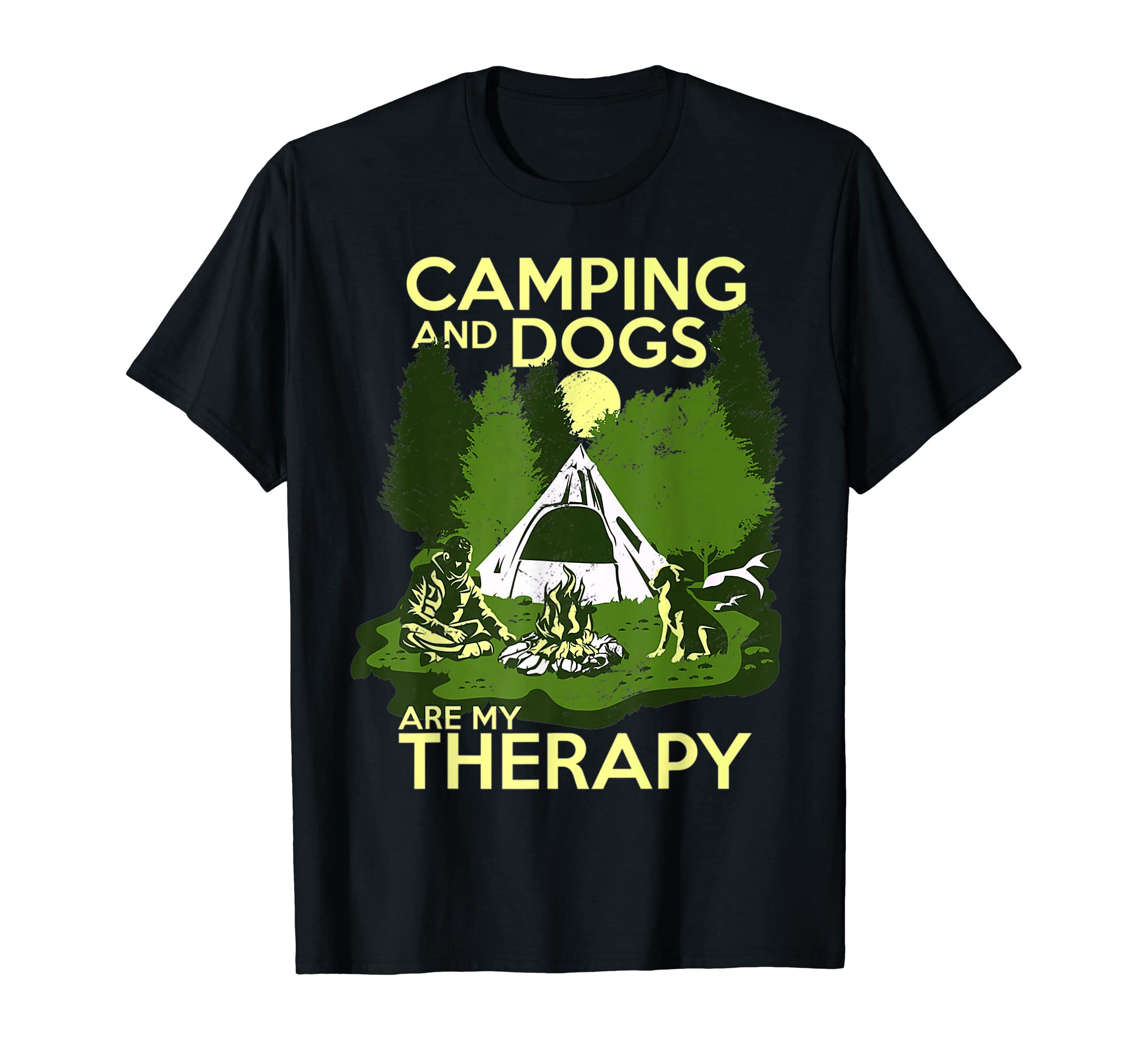 Camping And Dogs Are My Therapy Gift T-Shirt - Trendy Graphic Unisex - T-Shirt, Sweatshirt, Hoodie