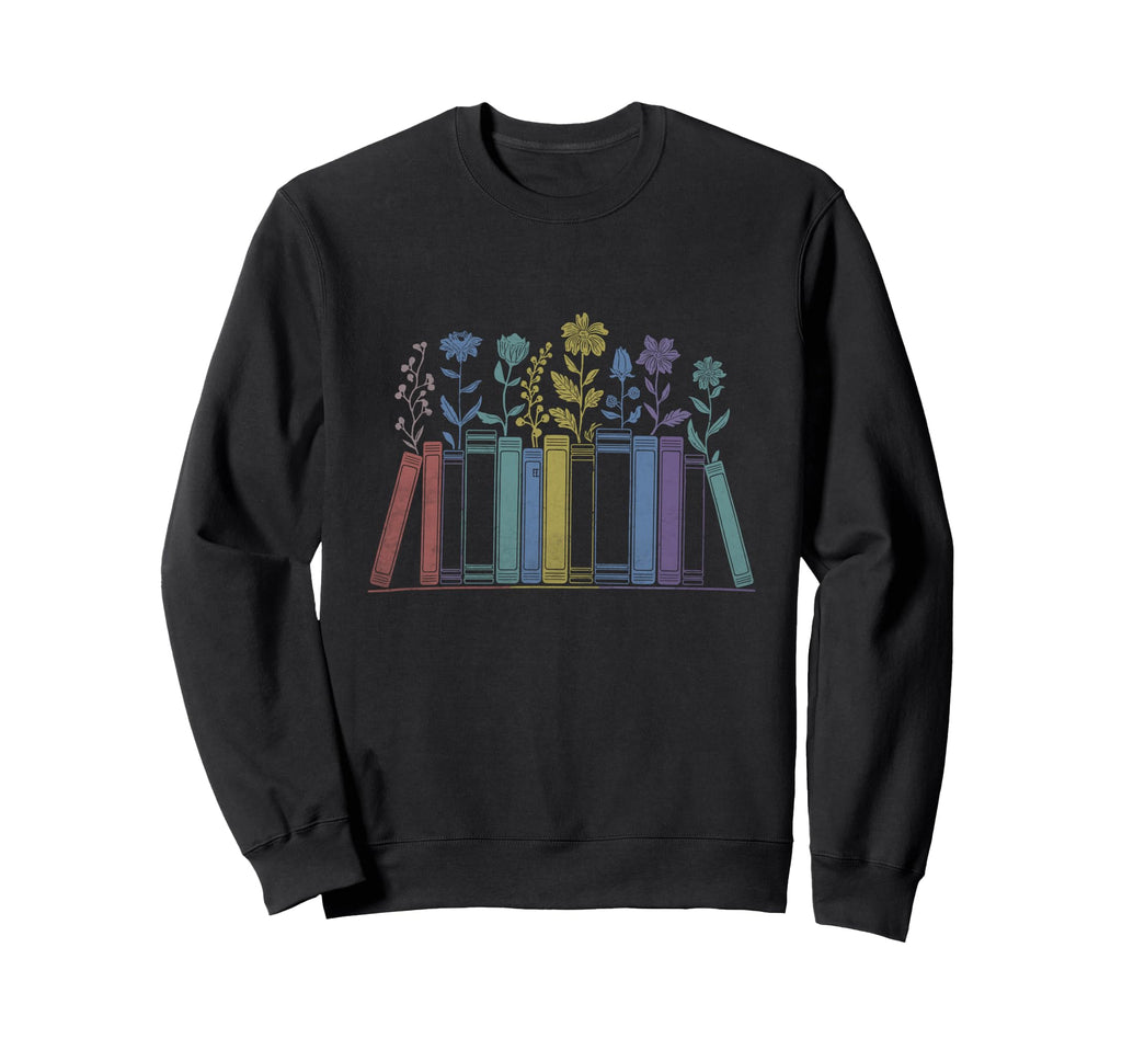 Bookshelf Books Flowers Book Sweatshirt - Novelty Apparel for Adults - T-Shirt, Sweatshirt, Hoodie