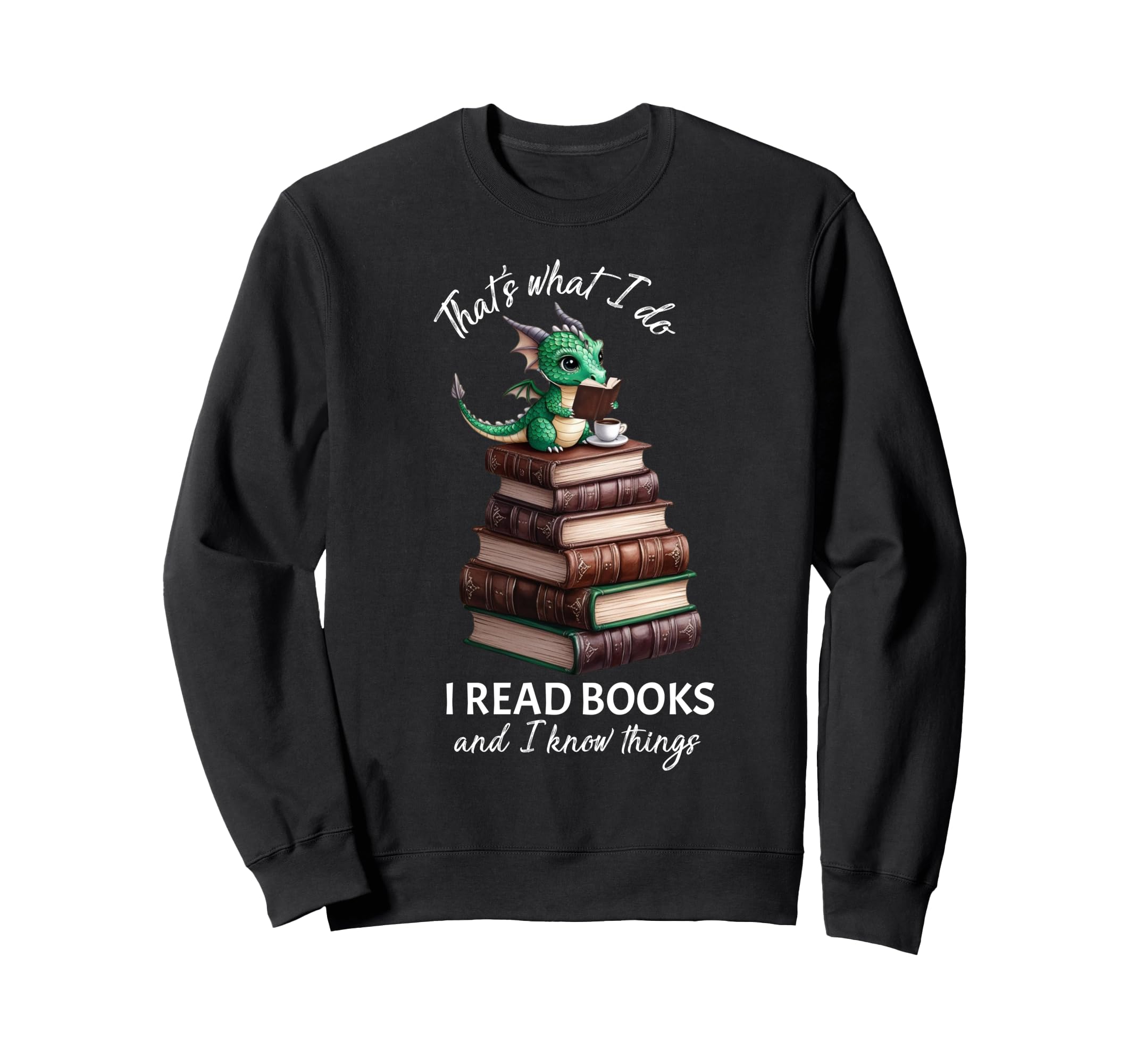 Librarian Bibliophile Dragon Coffee I Sweatshirt - Novelty Apparel Unisex - T-Shirt, Sweatshirt, Hoodie