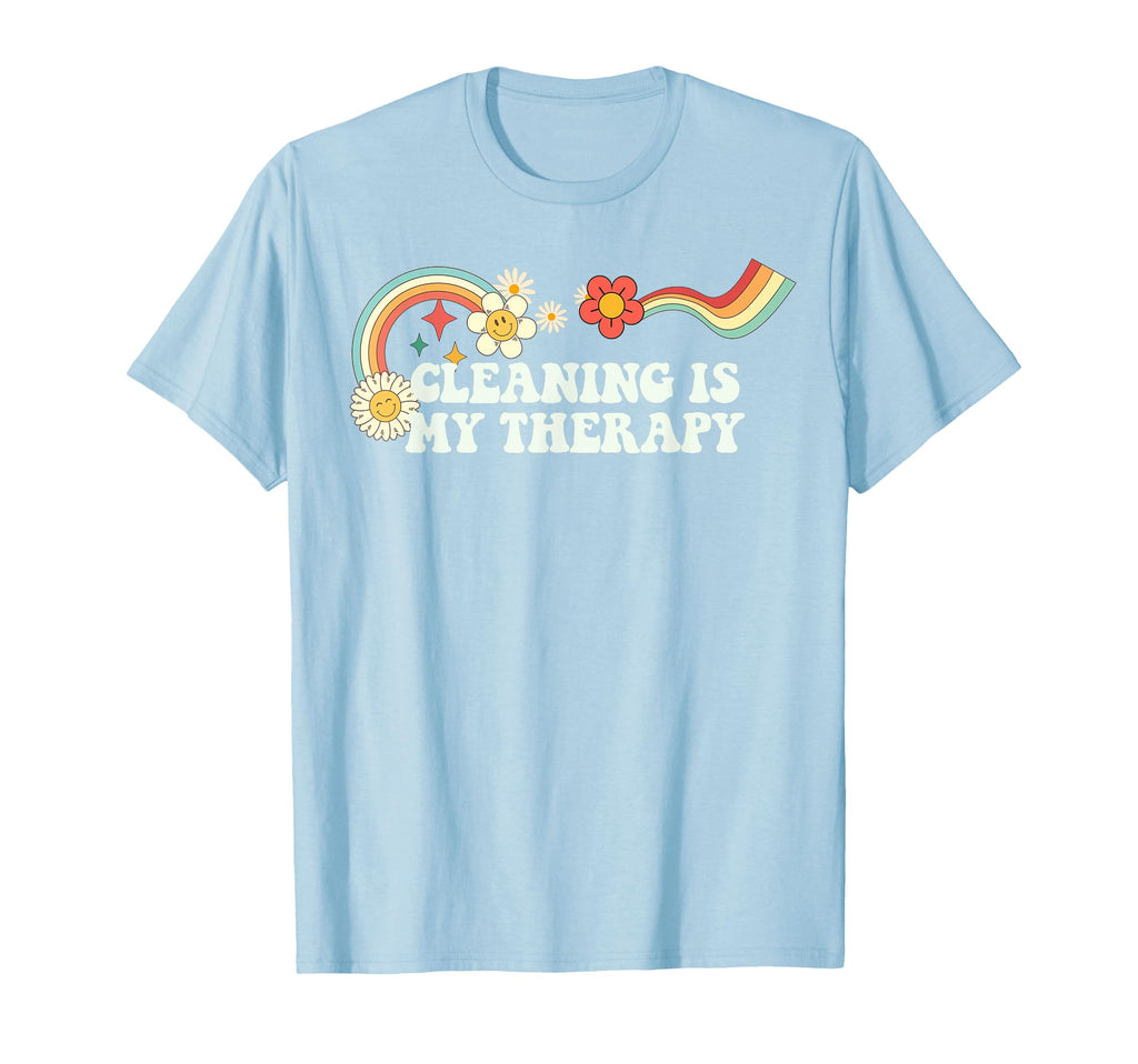 Groovy Cleaning Is My Therapy Art T-Shirt - Trendy Graphic Men Women - T-Shirt, Sweatshirt, Hoodie