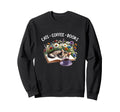 Funny Cats Coffee Books Sweatshirt - Fun Novelty Design for Adults - T-Shirt, Sweatshirt, Hoodie