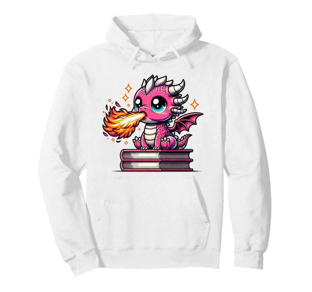 Literacy Dragon Reading Books Hoodie - Minimalist Print Unisex - T-Shirt, Sweatshirt, Hoodie
