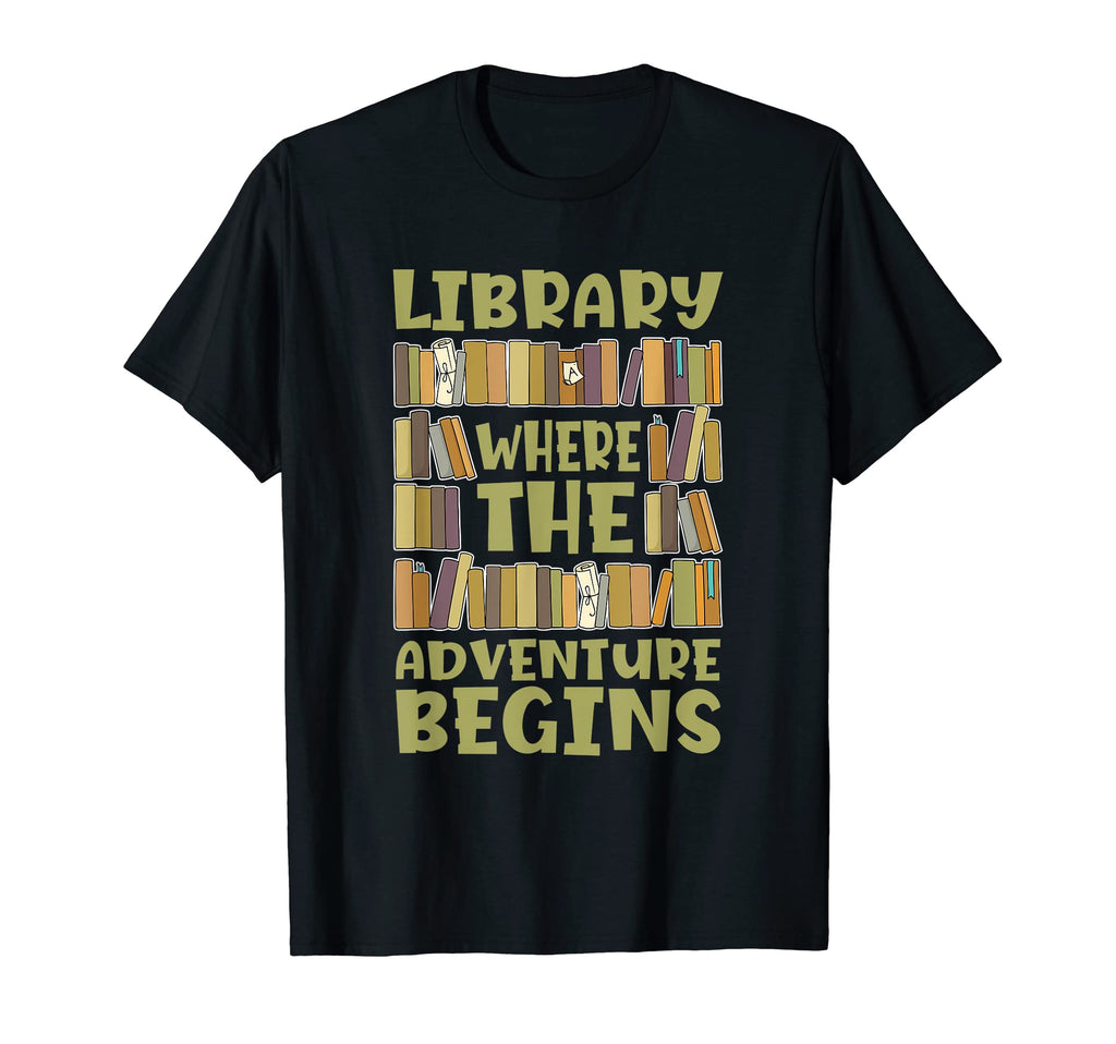 Library Where Adventure Begins Book T-Shirt - Custom Art Print Unisex - T-Shirt, Sweatshirt, Hoodie