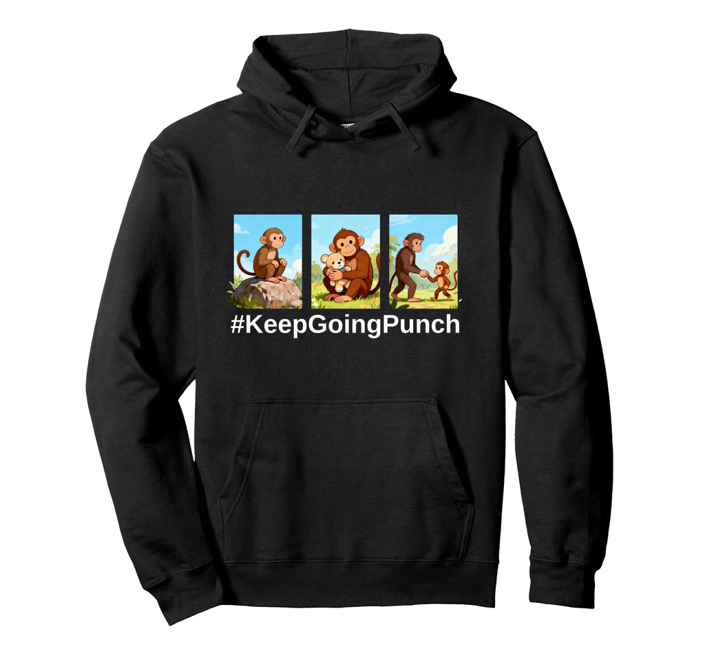 Little Monkey Evolution Keep Going Punch Hoodie - Unique Graphic for Adults - T-Shirt, Sweatshirt, Hoodie
