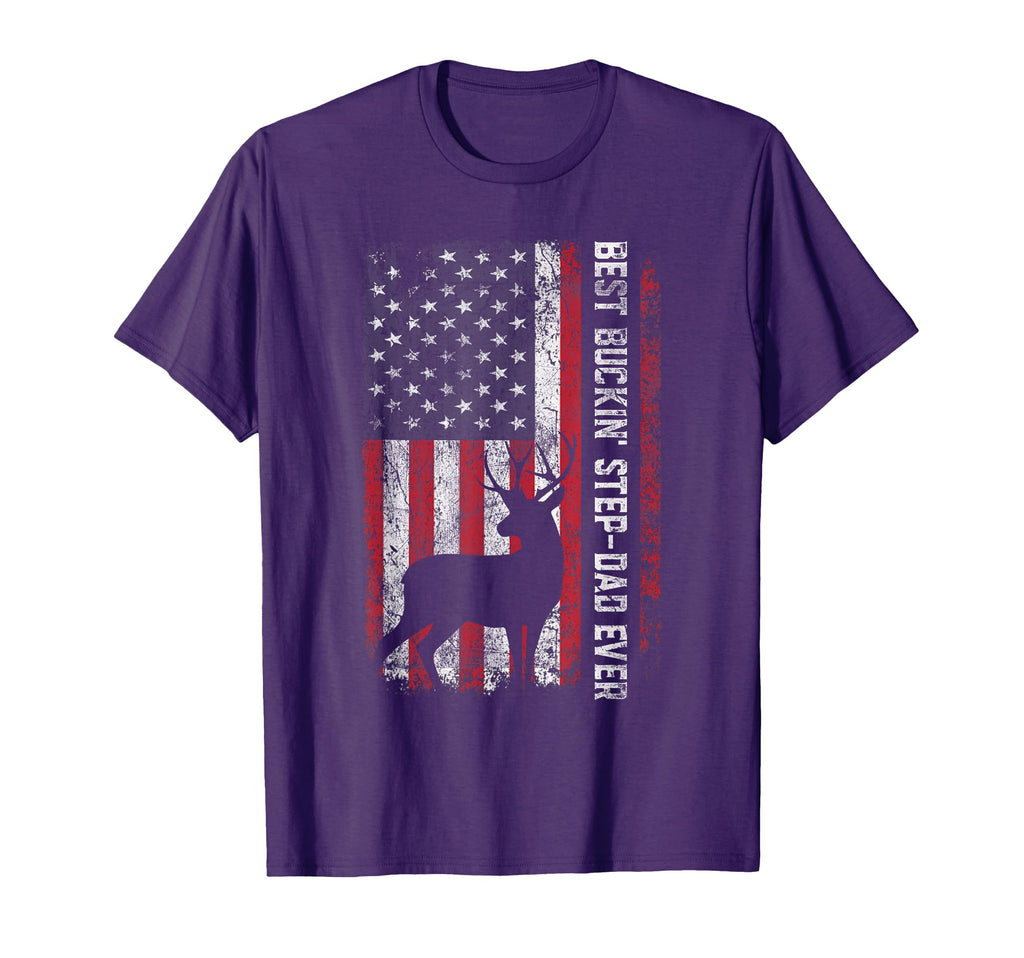 Flag Best Buckin Step Dad Ever Deer T-Shirt - Custom Art Print Unisex - T-Shirt, Sweatshirt, Hoodie