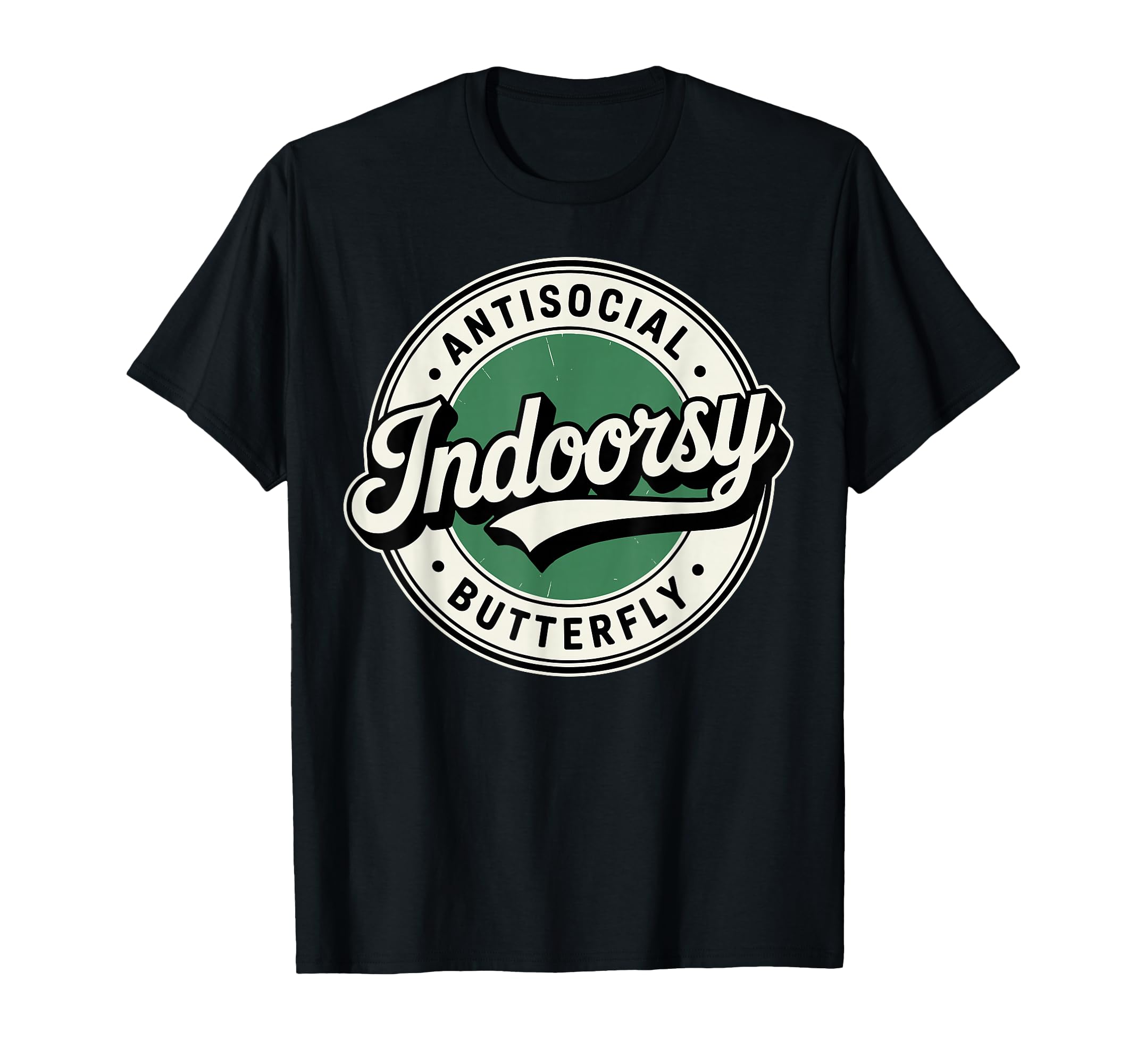 Indoorsy Antisocial Butterfly Badge T-Shirt - Custom Art Print for Adults - T-Shirt, Sweatshirt, Hoodie