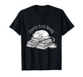 Sleeping Cat Books Coffee Cup Ink T-Shirt - Aesthetic Graphic Unisex - T-Shirt, Sweatshirt, Hoodie