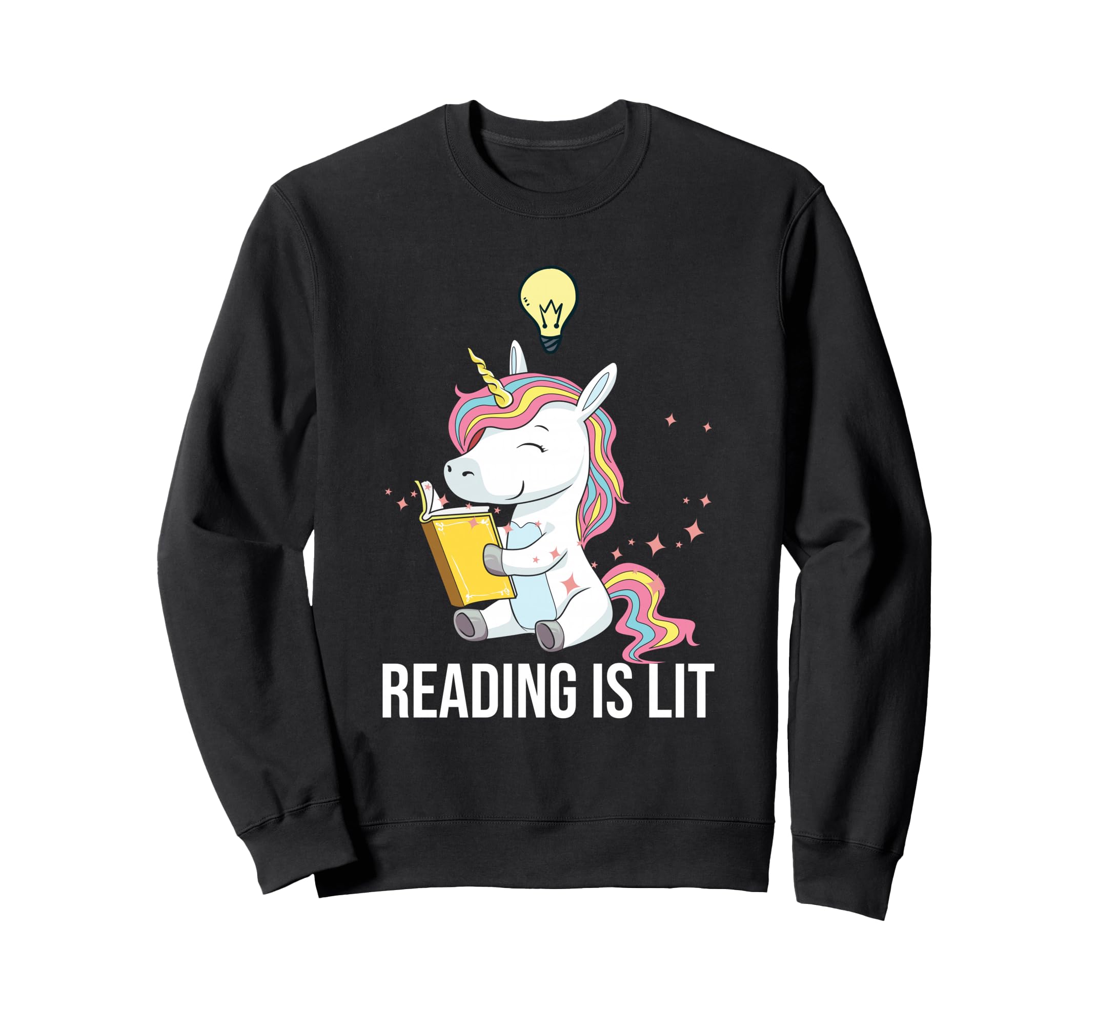 Reading Is Lit Unicorn Library Sweatshirt - Casual Everyday Wear Men Women - T-Shirt, Sweatshirt, Hoodie