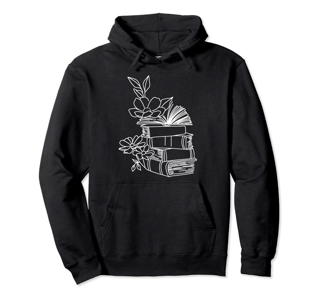 Floral Flower Book Reading Bookworm Hoodie - Streetwear Style for Adults - T-Shirt, Sweatshirt, Hoodie