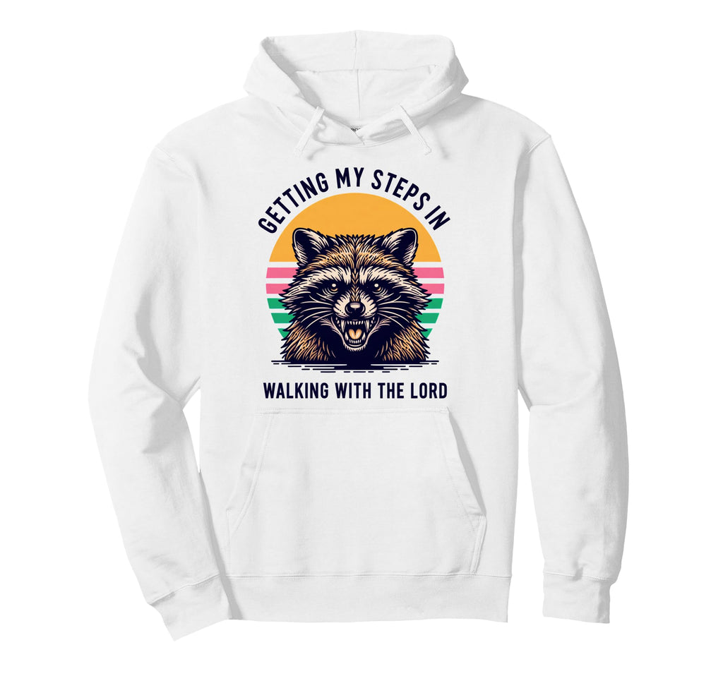 Getting My Steps Walking Lord Raccoon Hoodie - Minimalist Print Men Women - T-Shirt, Sweatshirt, Hoodie