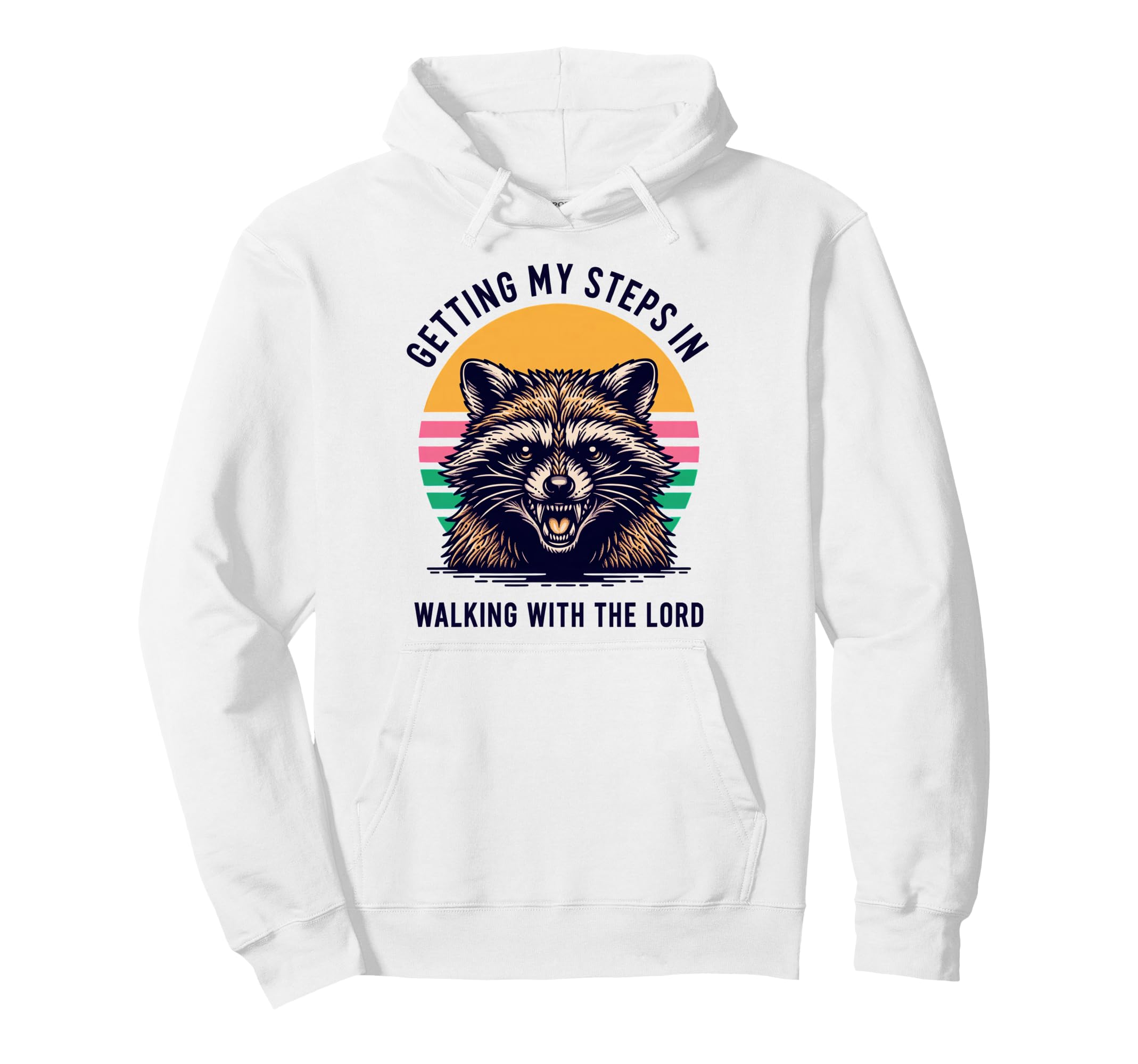 Getting My Steps Walking Lord Raccoon Hoodie - Minimalist Print Men Women - T-Shirt, Sweatshirt, Hoodie