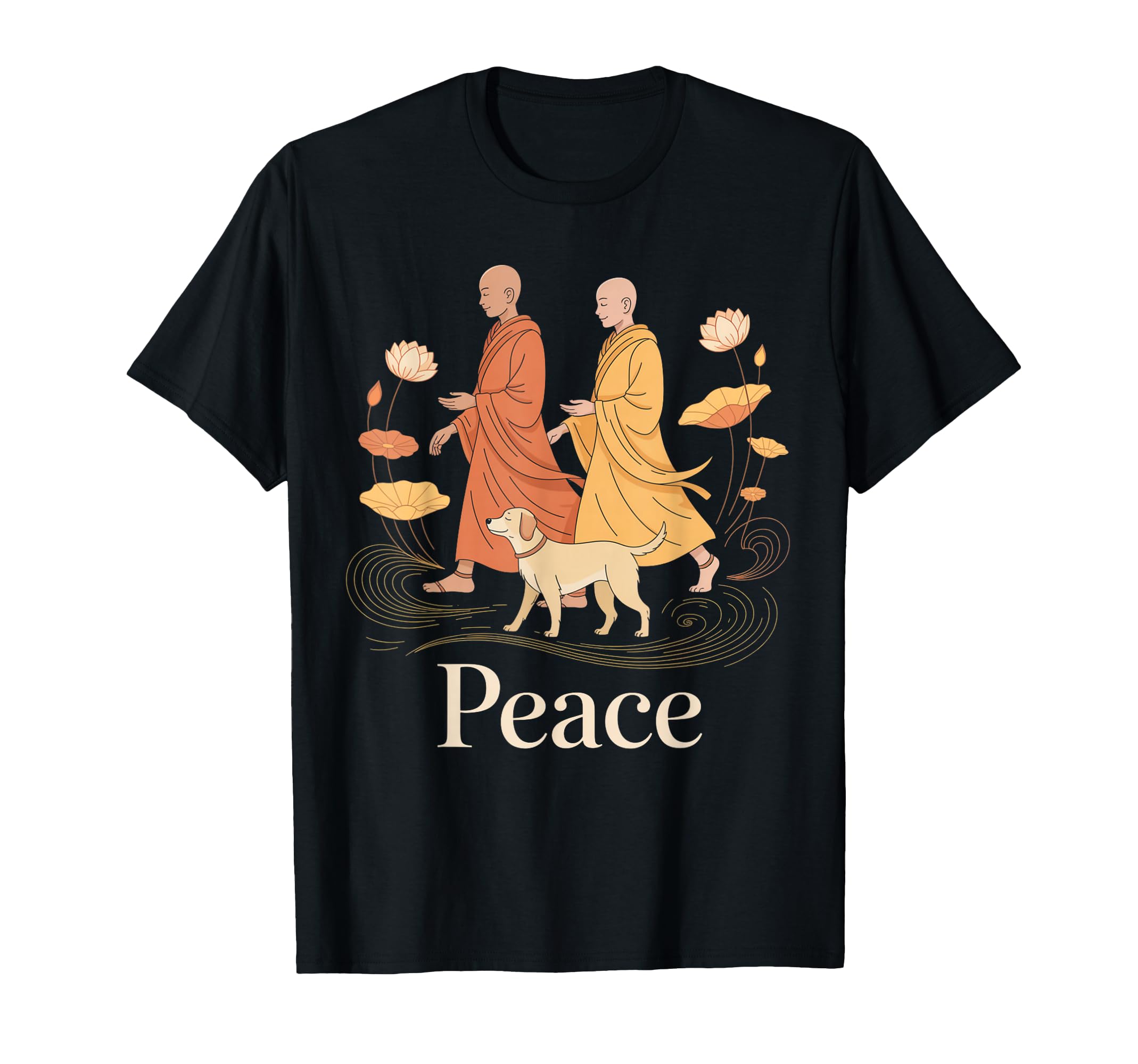 Peace Walking Monks Zen Calm T-Shirt - Casual Everyday Wear for Adults - T-Shirt, Sweatshirt, Hoodie