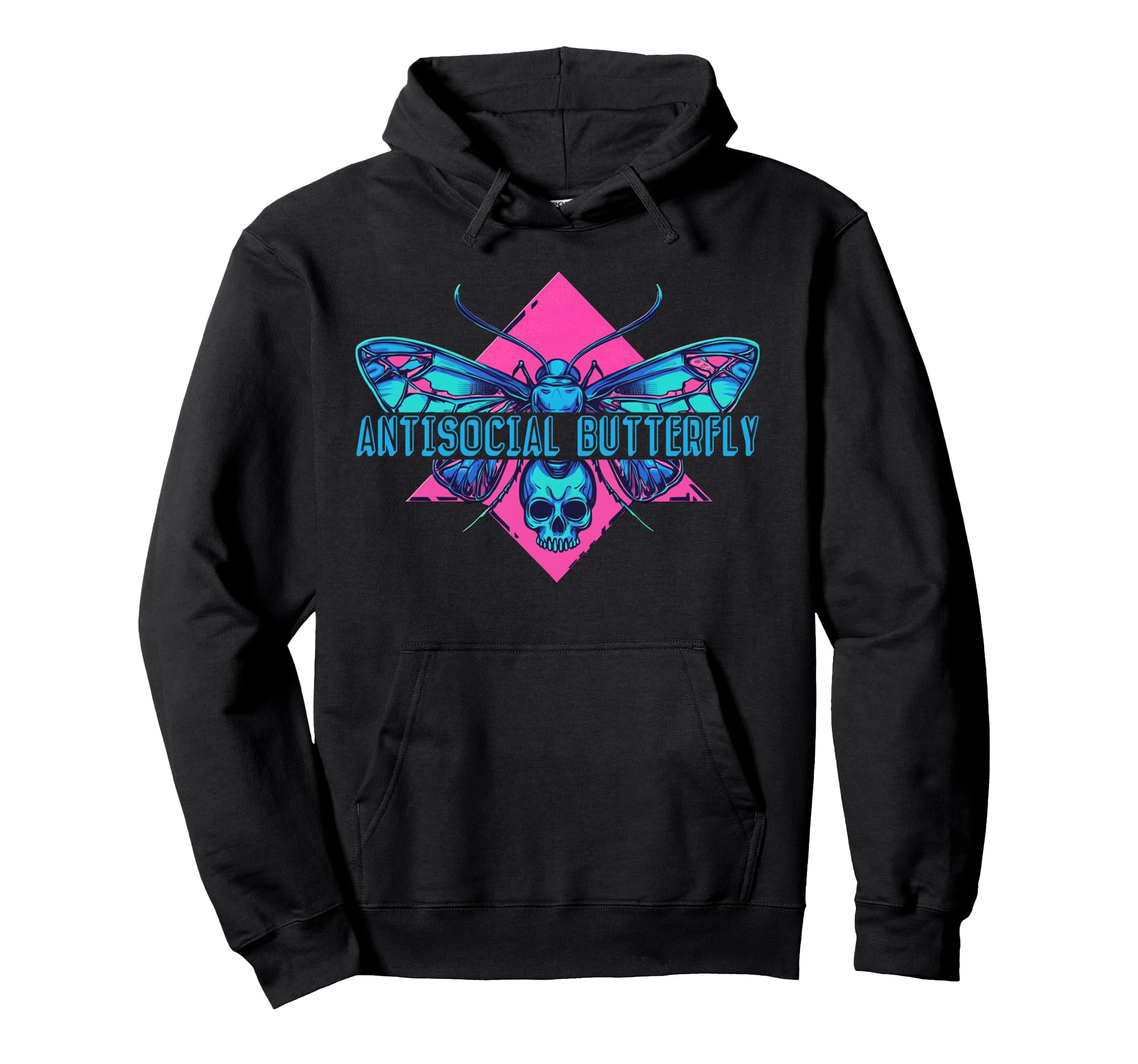 Synthwave Antisocial Butterfly Hoodie - Minimalist Print Men Women - T-Shirt, Sweatshirt, Hoodie
