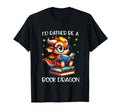 Id Rather Be Book Dragon Reading T-Shirt - Minimalist Print Men Women - T-Shirt, Sweatshirt, Hoodie