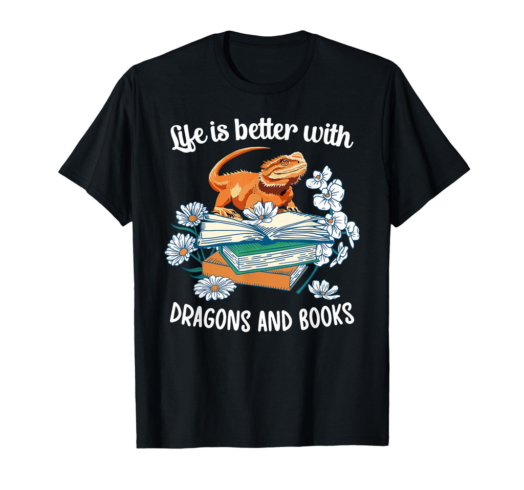 Dragons And Books Bearded Dragon T-Shirt - Streetwear Style for Adults - T-Shirt, Sweatshirt, Hoodie